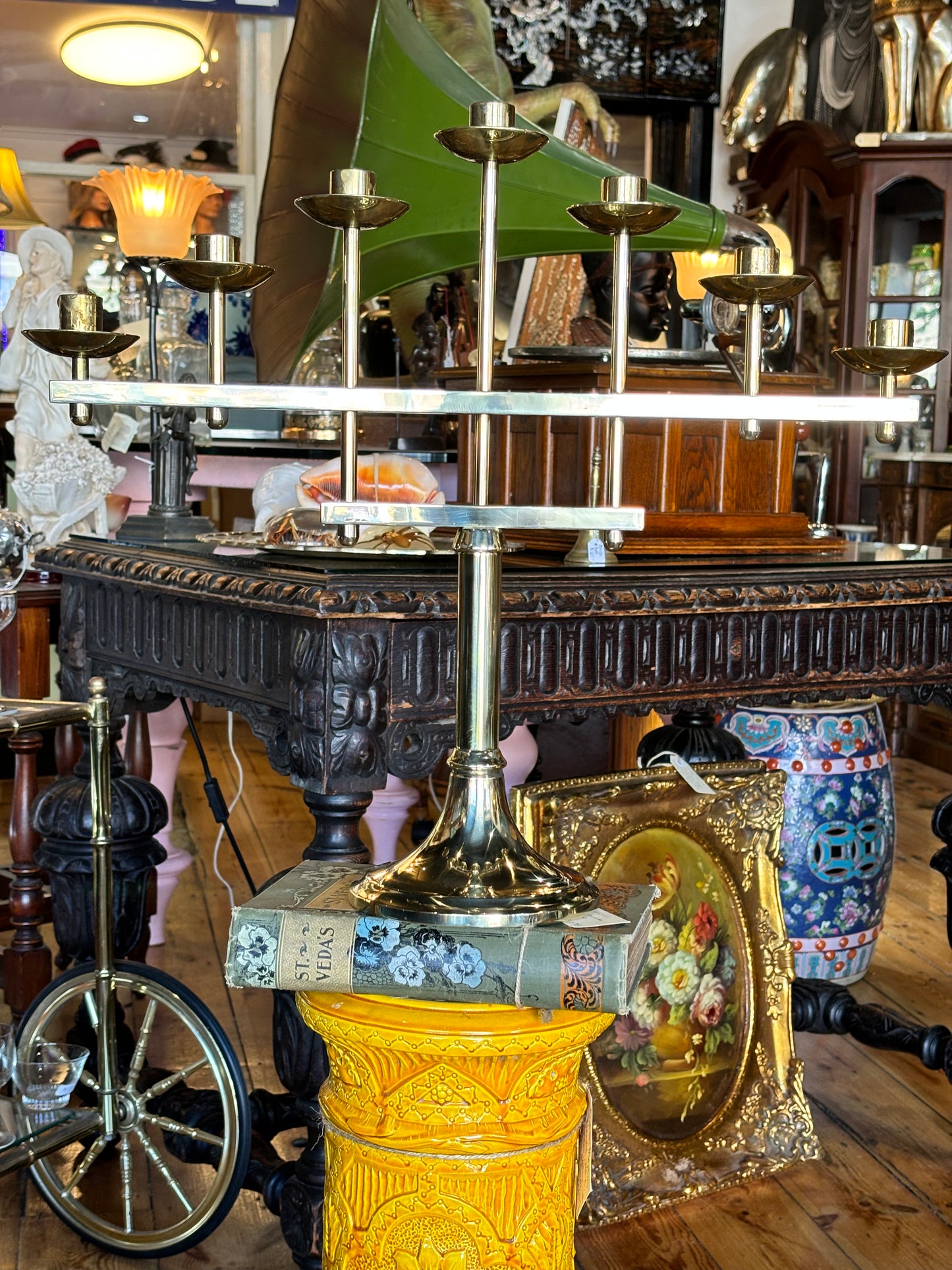 Solid Brass Candelabra in Menorah Style