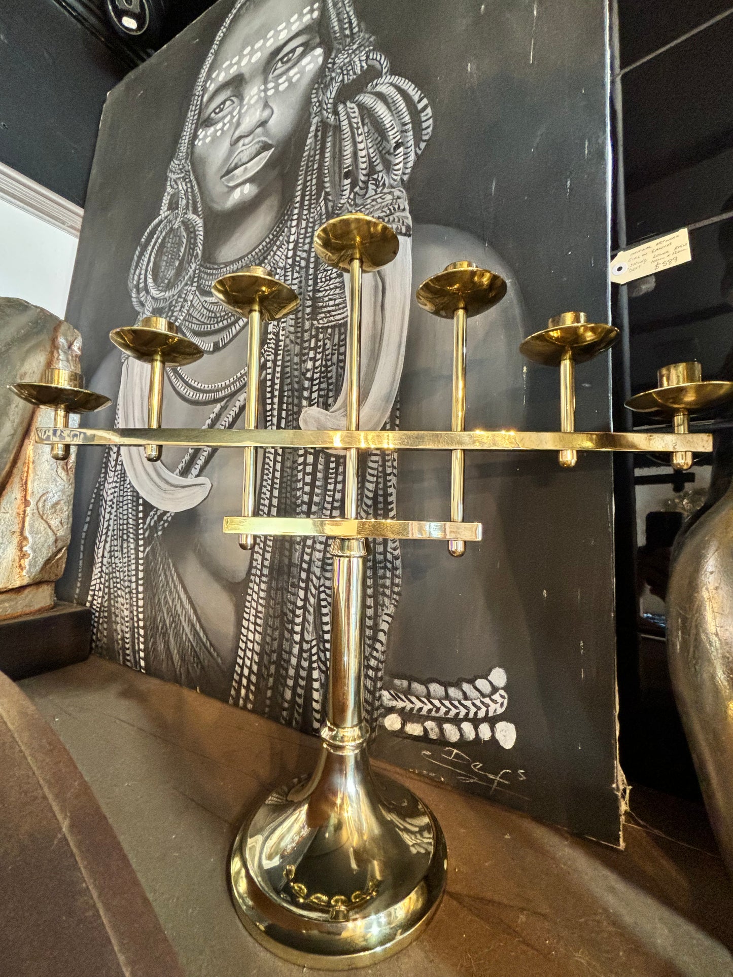 Solid Brass Candelabra in Menorah Style