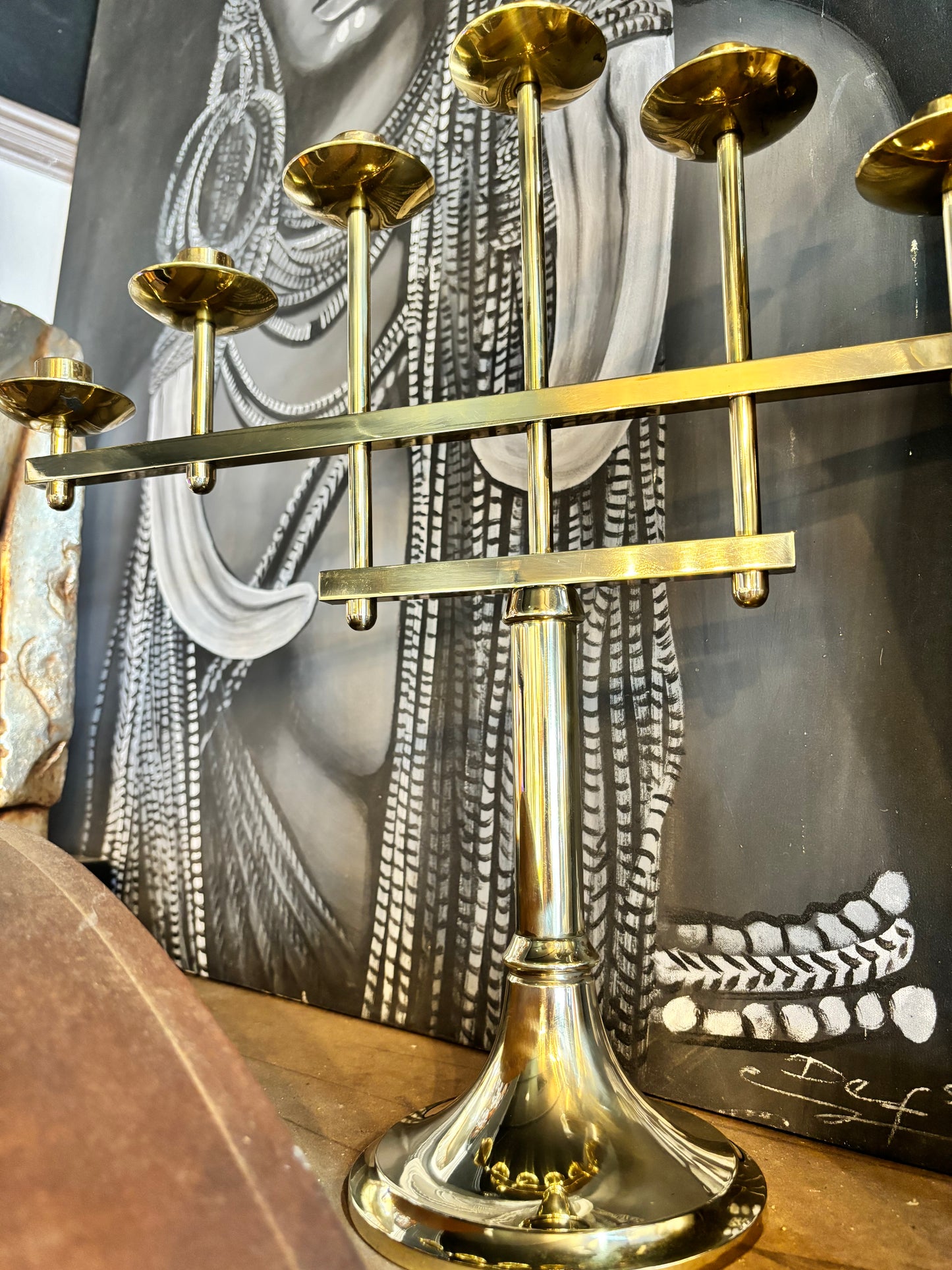 Solid Brass Candelabra in Menorah Style