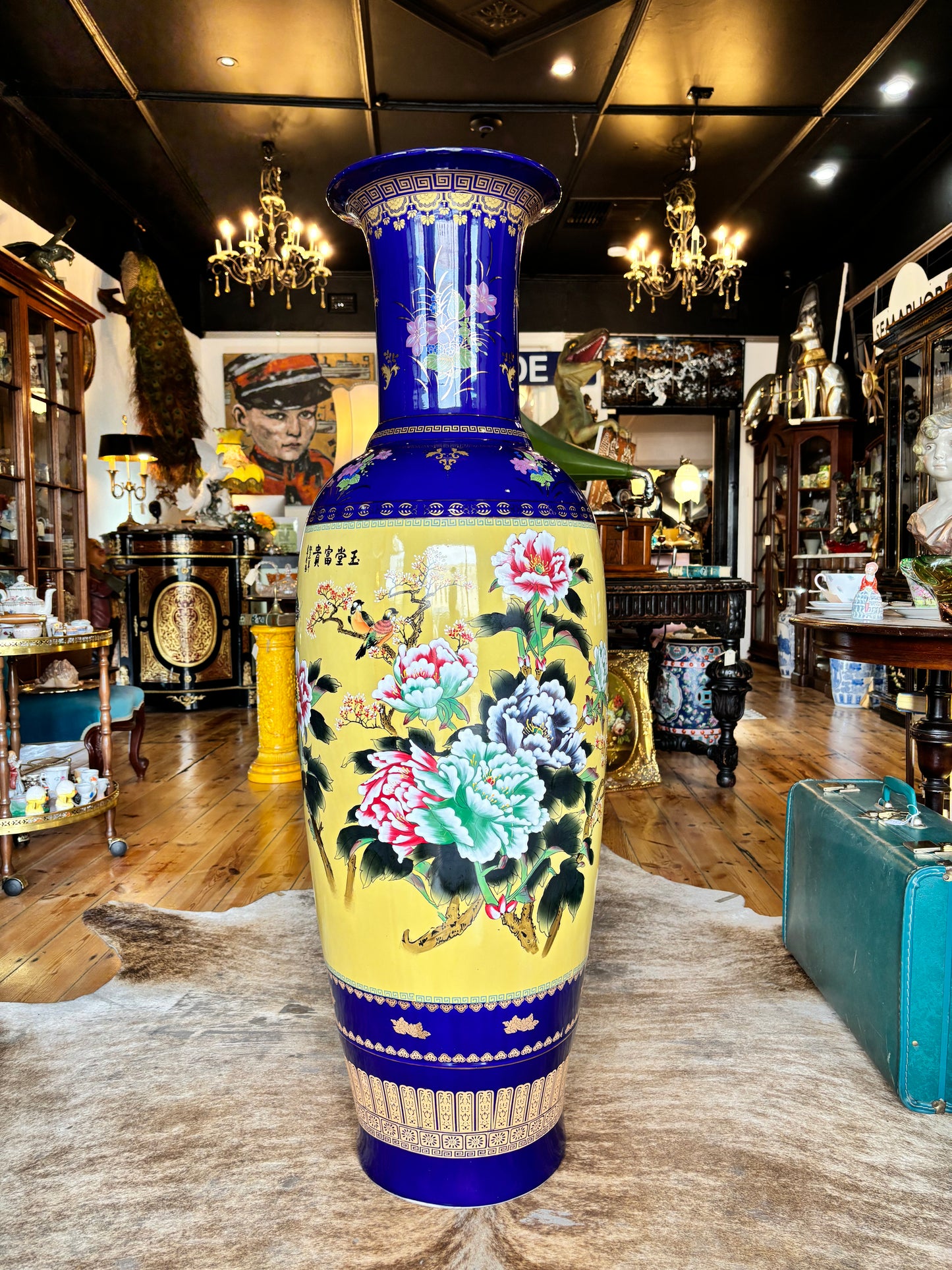 Chinese Floor Vase Hand Painted Massive Size