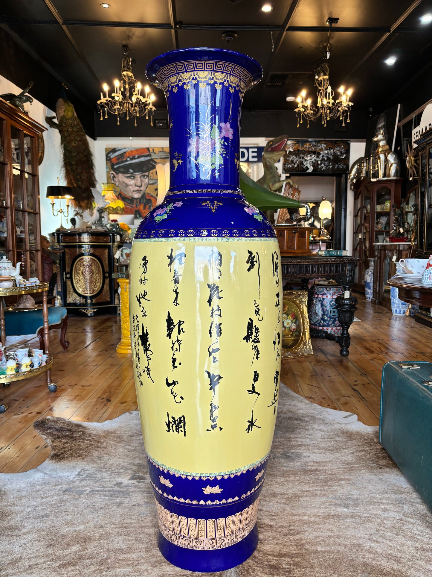 Chinese Floor Vase Hand Painted Massive Size