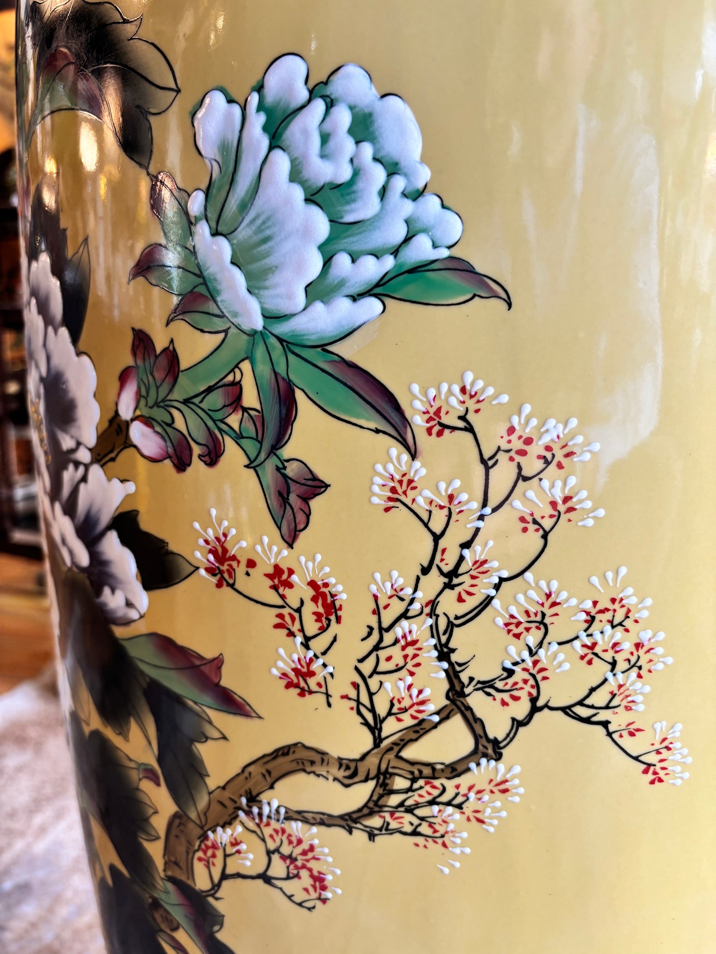 Chinese Floor Vase Hand Painted Massive Size