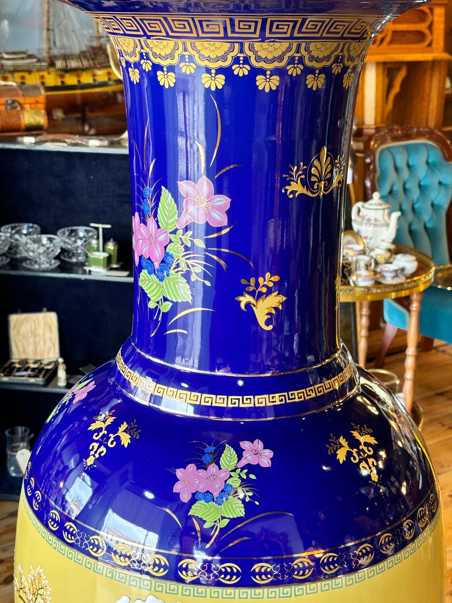 Chinese Floor Vase Hand Painted Massive Size