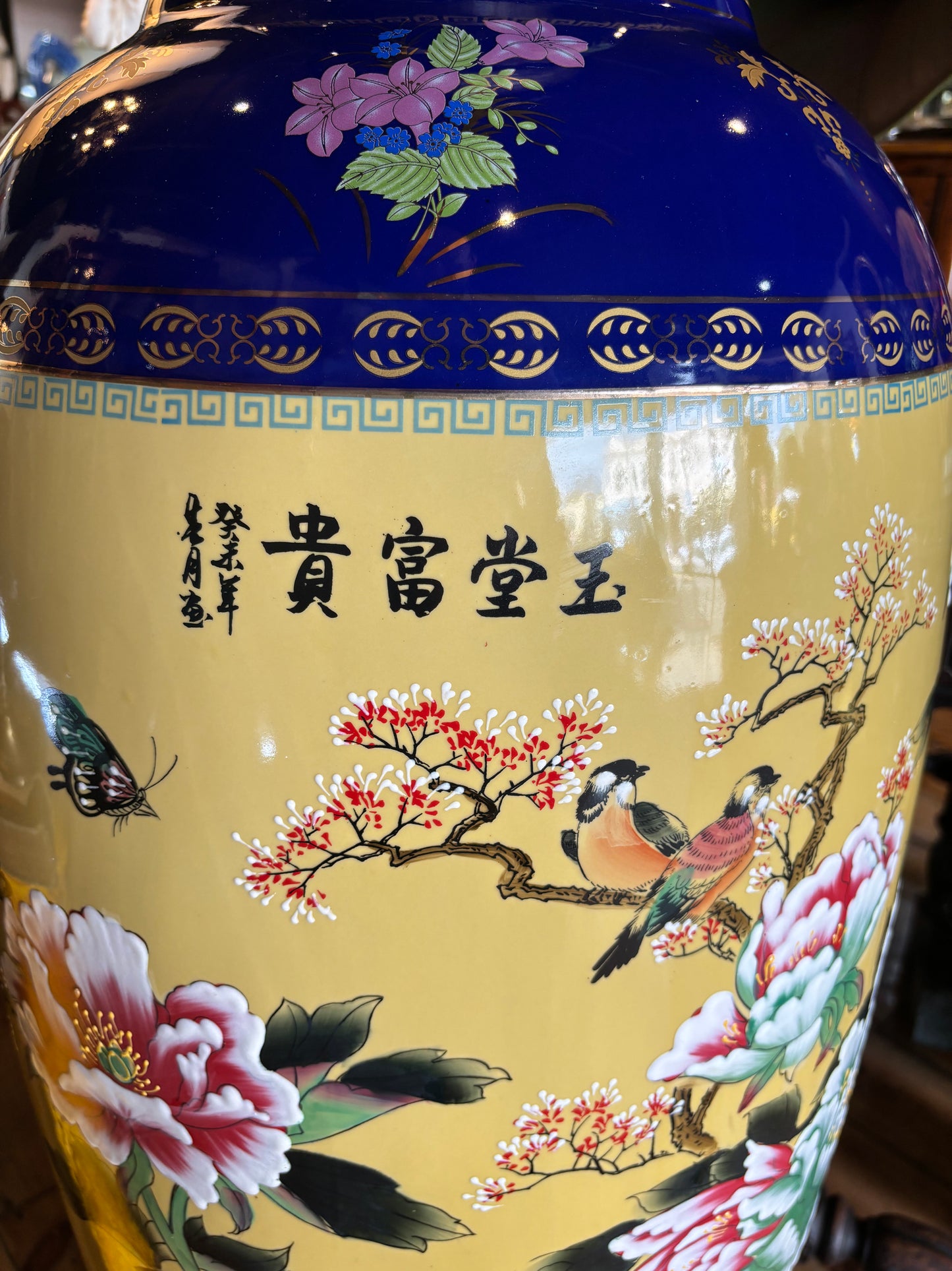 Chinese Floor Vase Hand Painted Massive Size