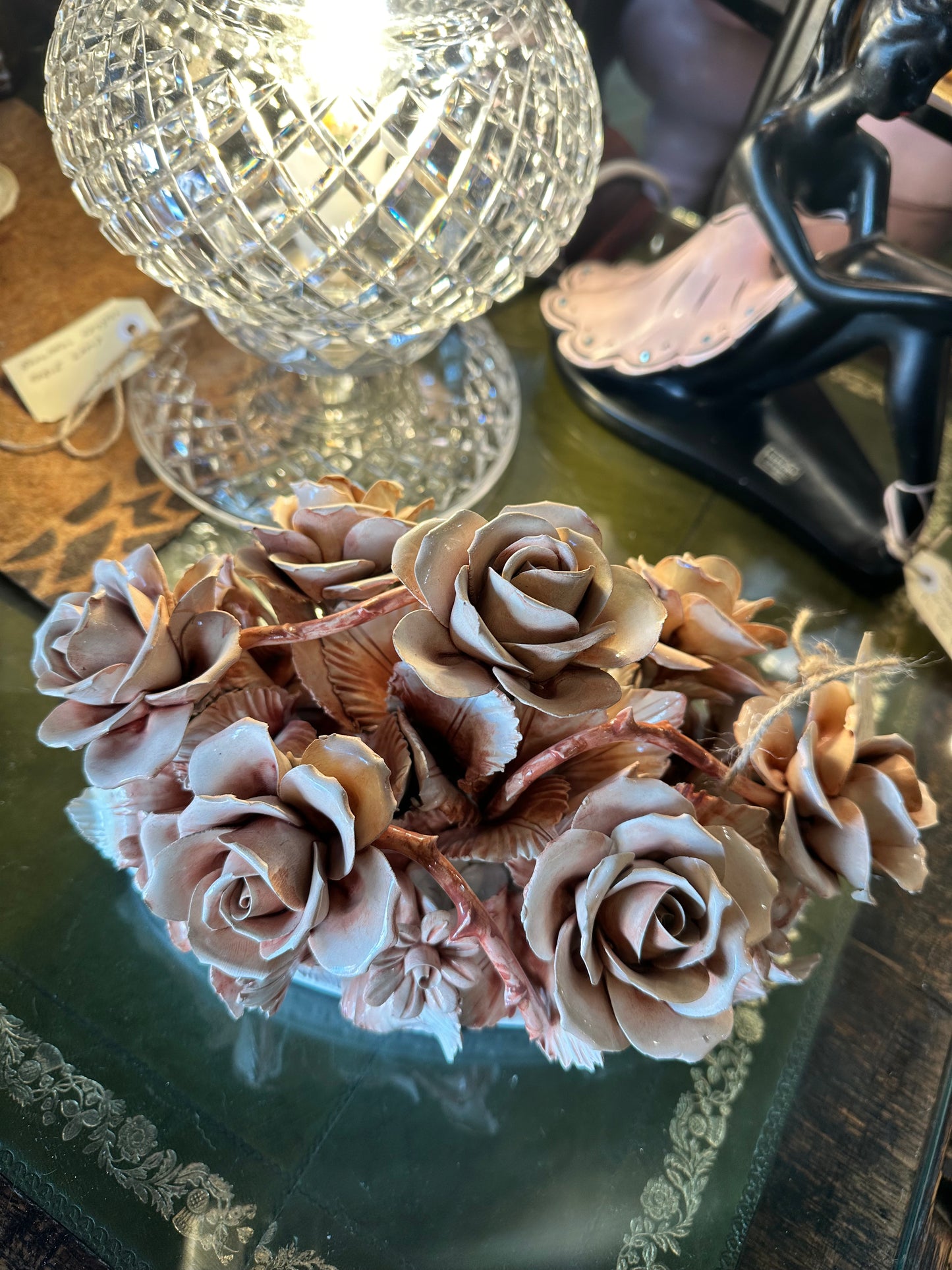 Capodimente Porcelain Roses/flower Basket