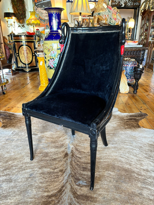 Unique Velvet Black Swan Chair