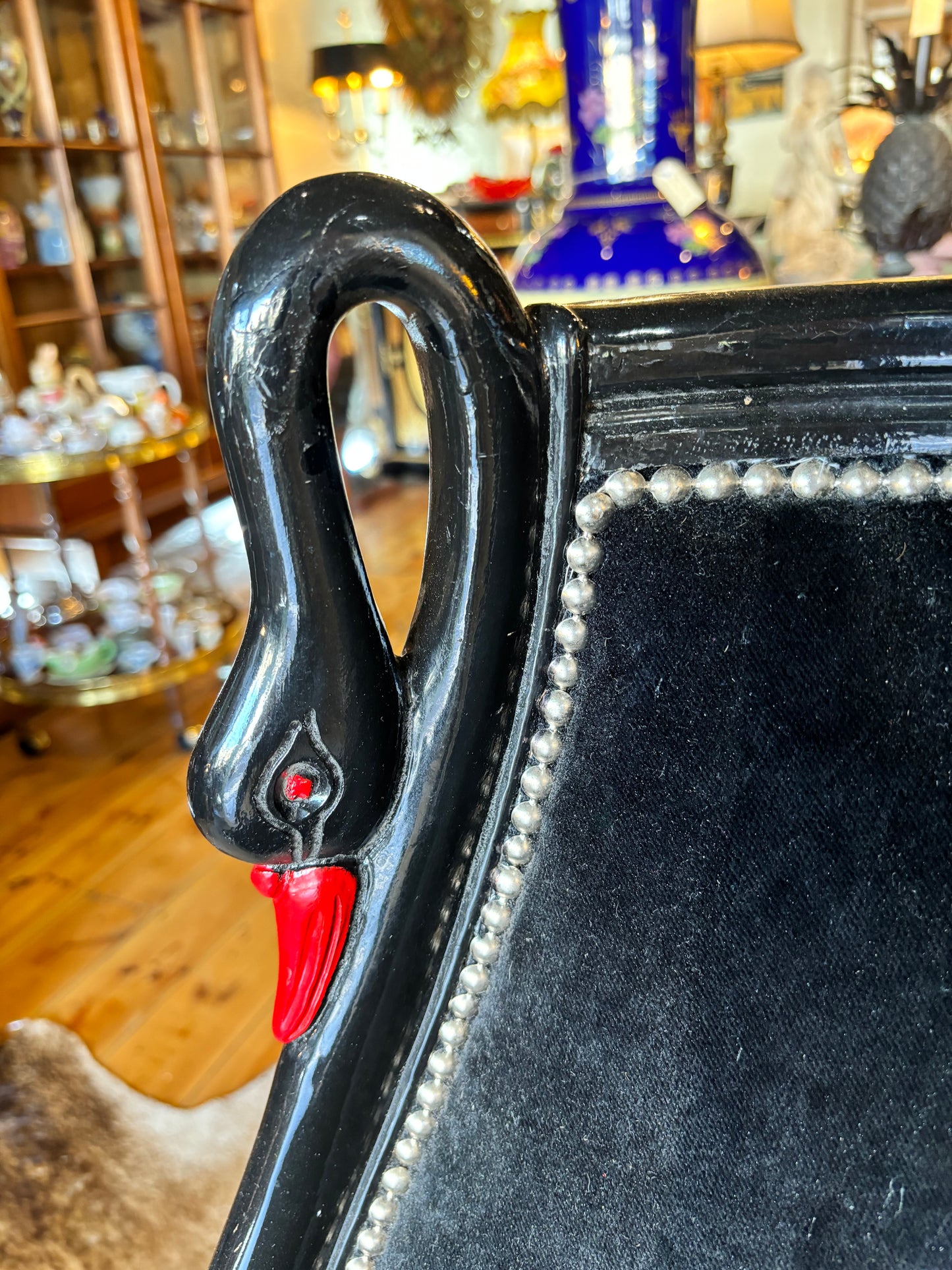 Unique Velvet Black Swan Chair