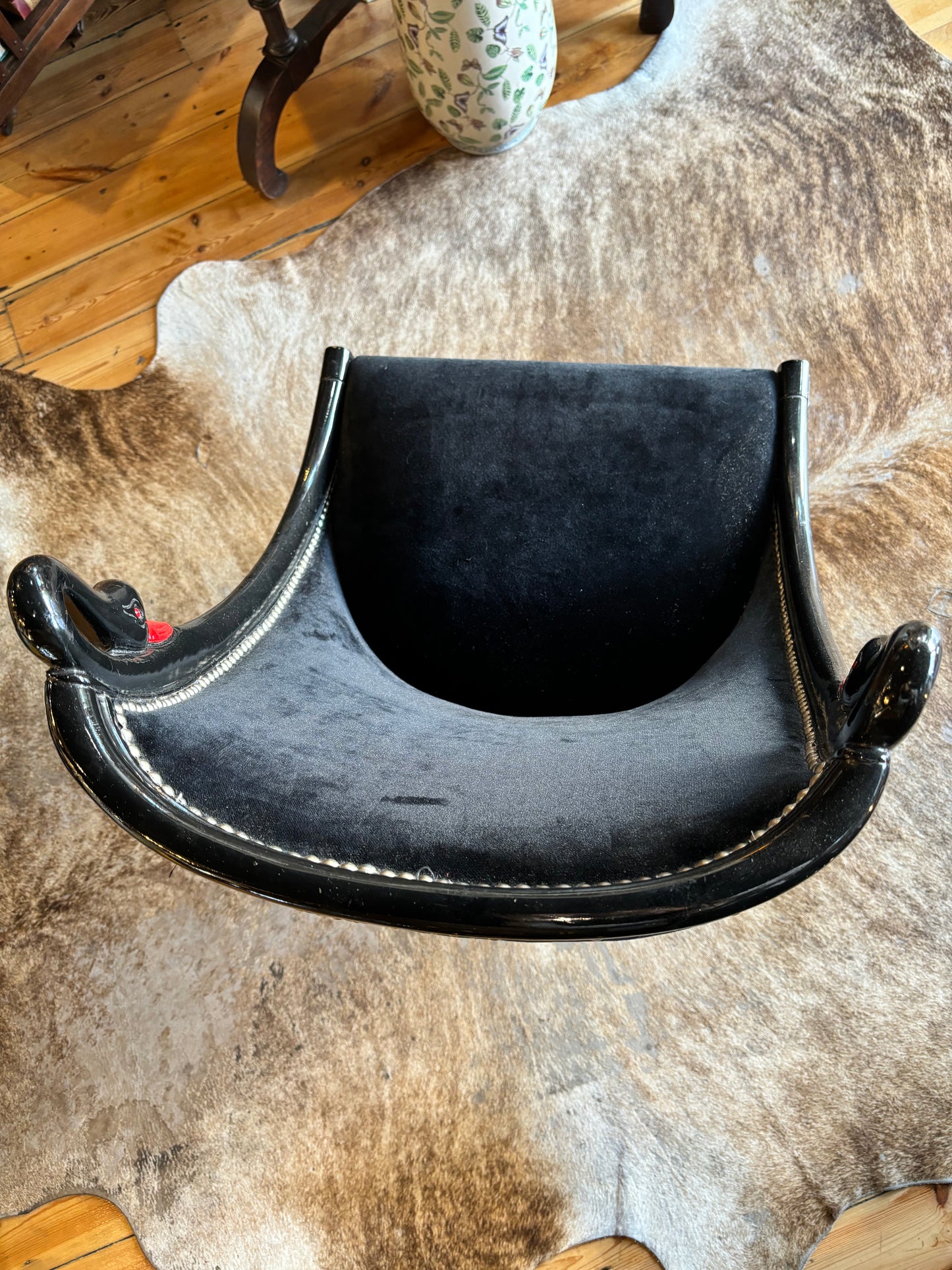 Unique Velvet Black Swan Chair