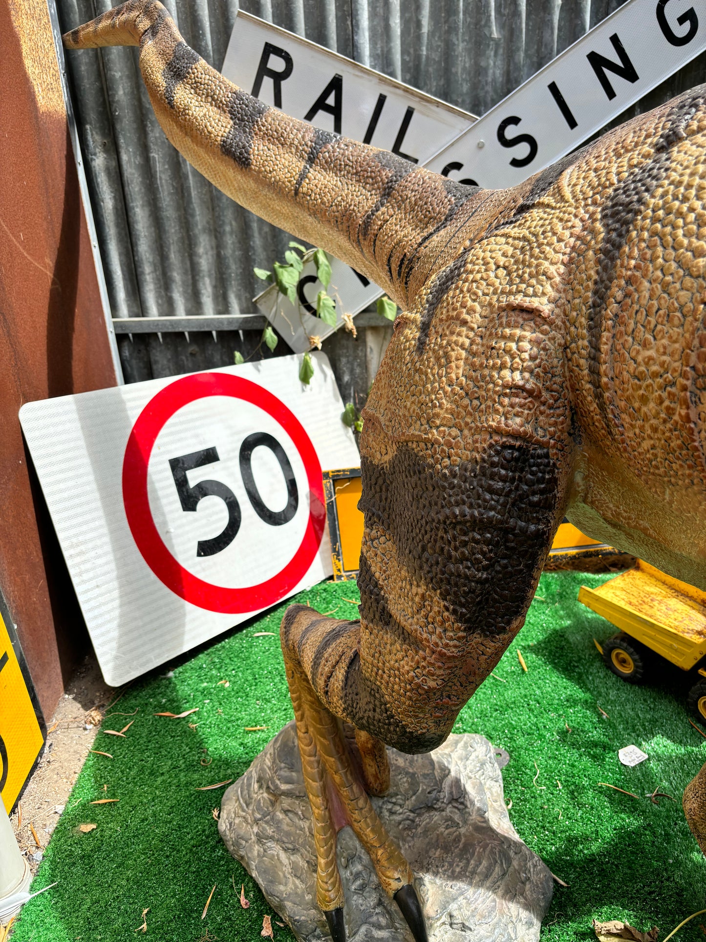 Life Sized Raptor Dinosaur Statue Fibreglass