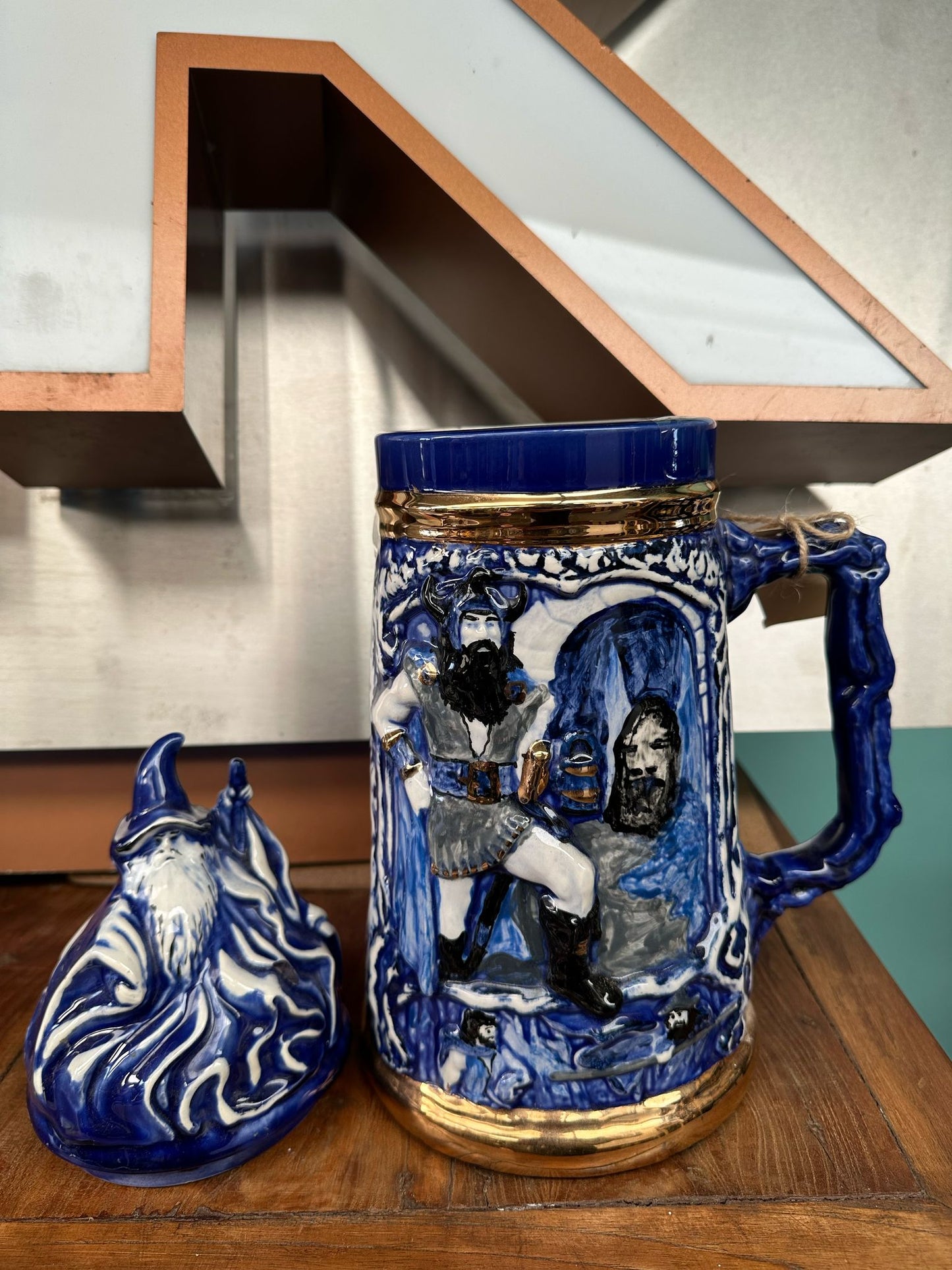Vintage Beer Stein, Medieval Design