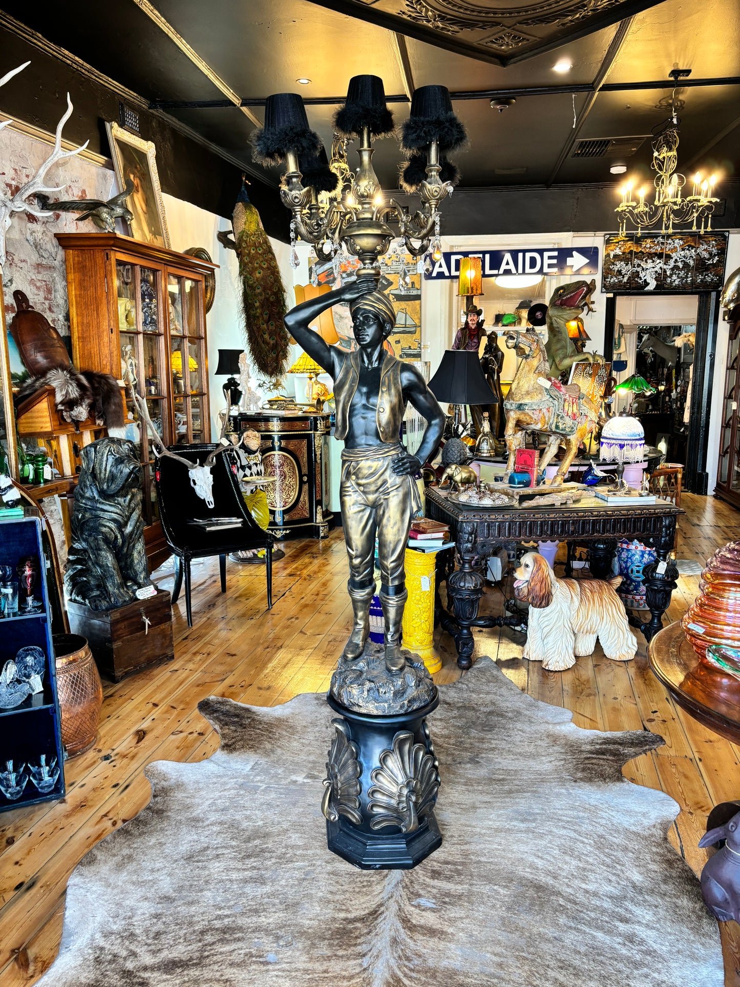 Exceptional Blackamoor Statue Floor Lamp On Ornate Pedestal