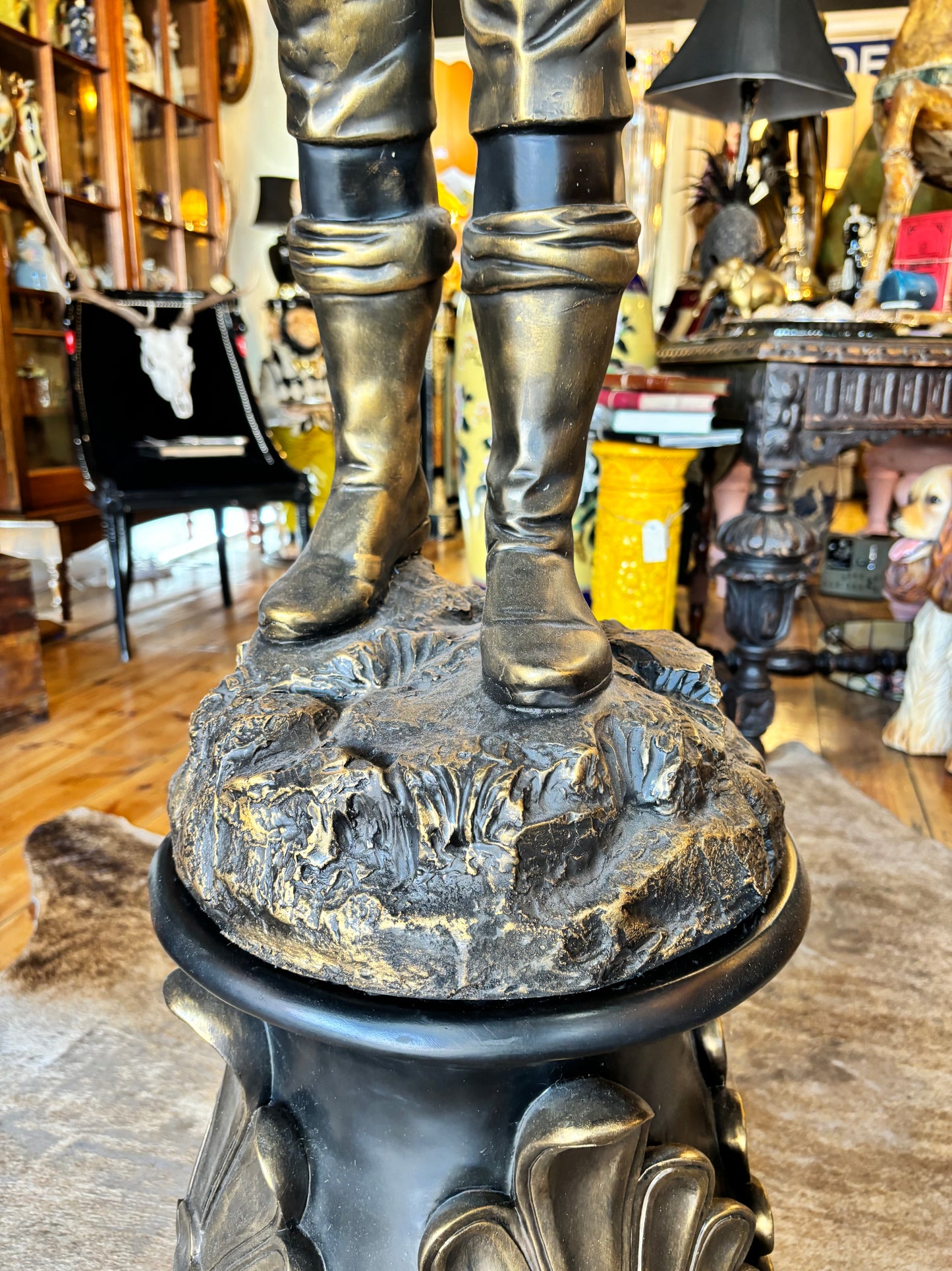 Exceptional Blackamoor Statue Floor Lamp On Ornate Pedestal