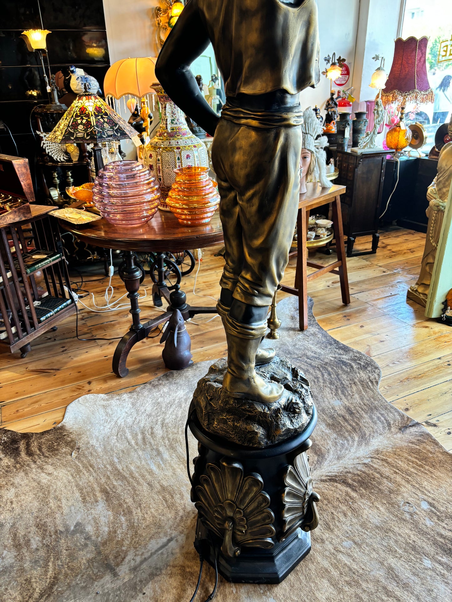 Exceptional Blackamoor Statue Floor Lamp On Ornate Pedestal