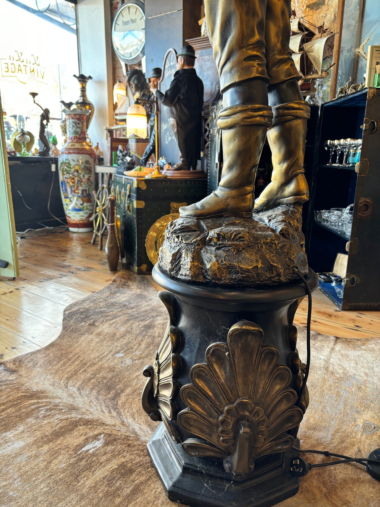 Exceptional Blackamoor Statue Floor Lamp On Ornate Pedestal