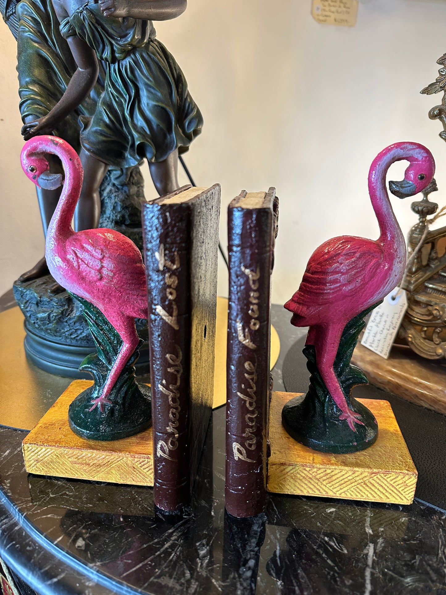 Cast Iron Flamingo Bookends Large