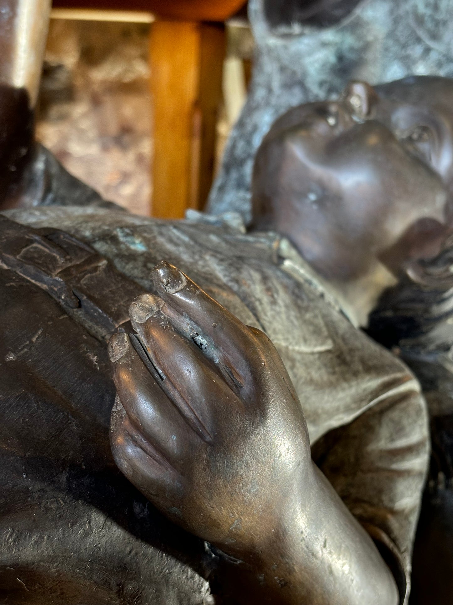 Life-size Bronze Statue Of Children On Bench