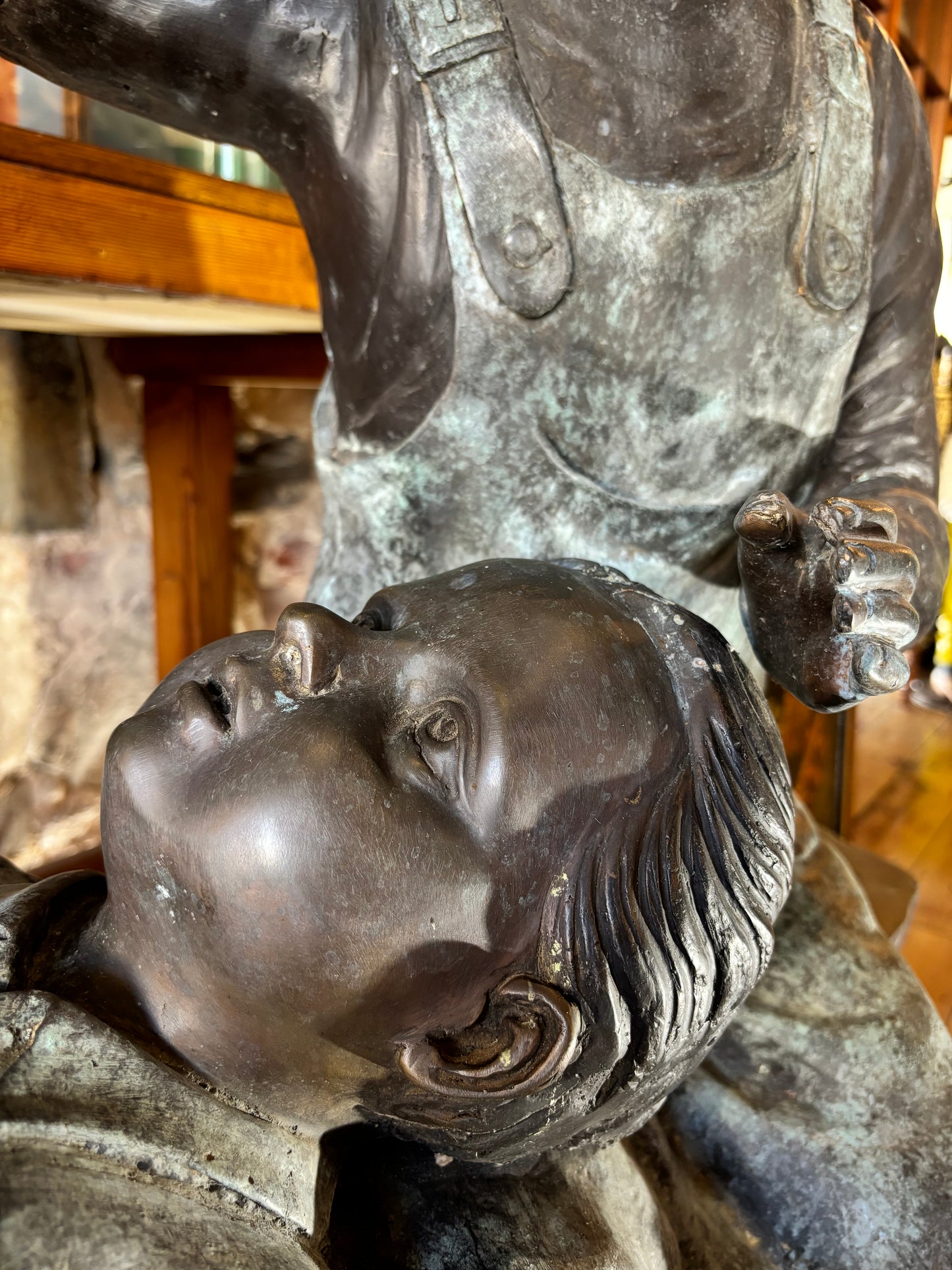 Life-size Bronze Statue Of Children On Bench