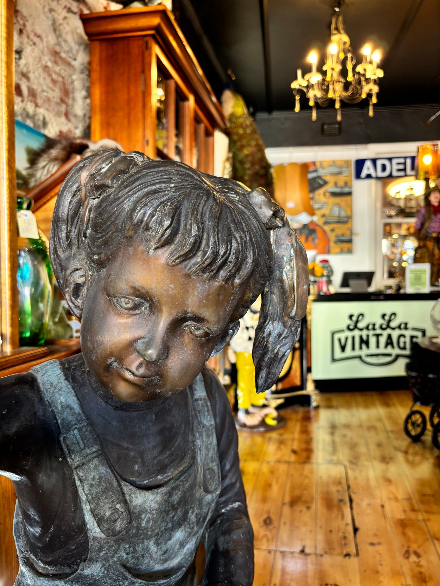 Life-size Bronze Statue Of Children On Bench