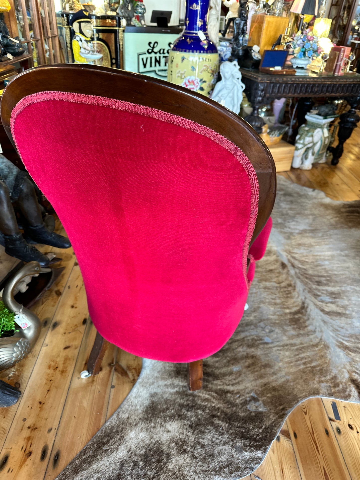 Victorian Ruby Red Upholstered Armchair