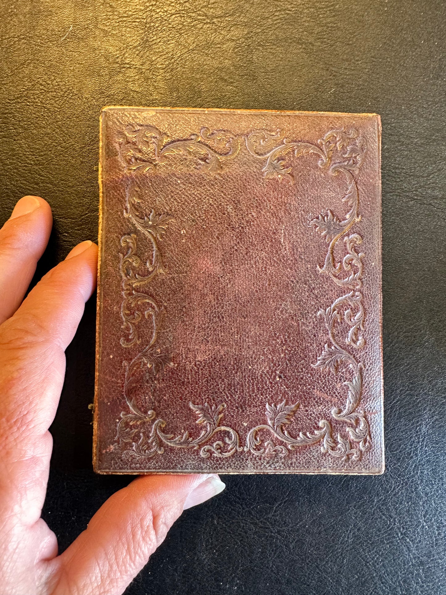 Antique Daguerreotype Portrait c.1850 in Leather Embossed Case