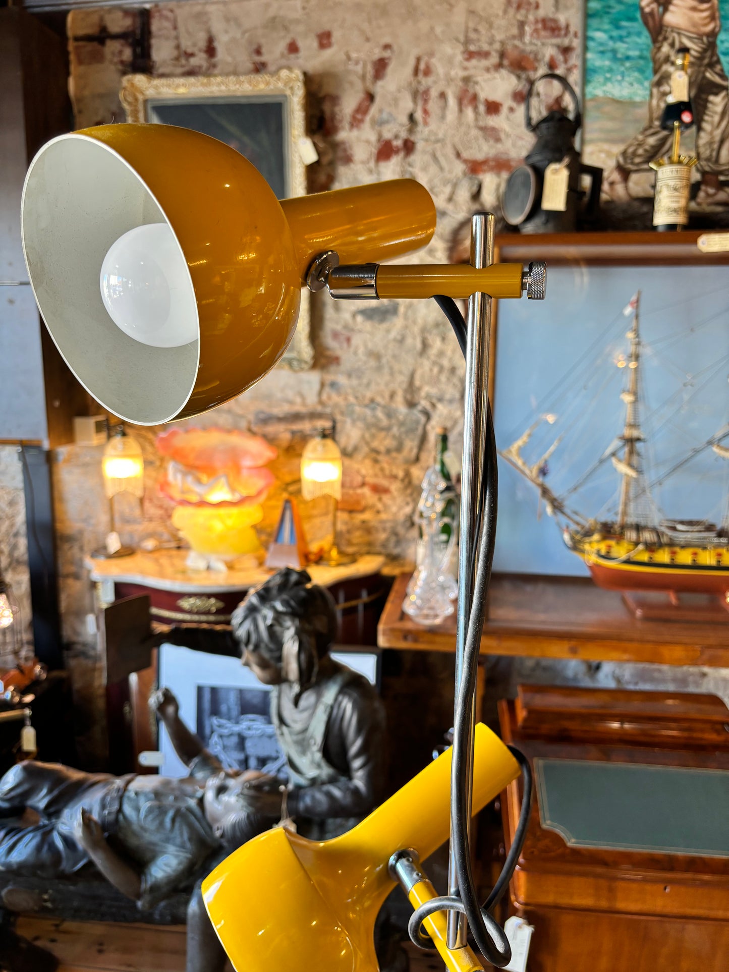 Vintage Yellow Spotlight Floor Lamp c1970