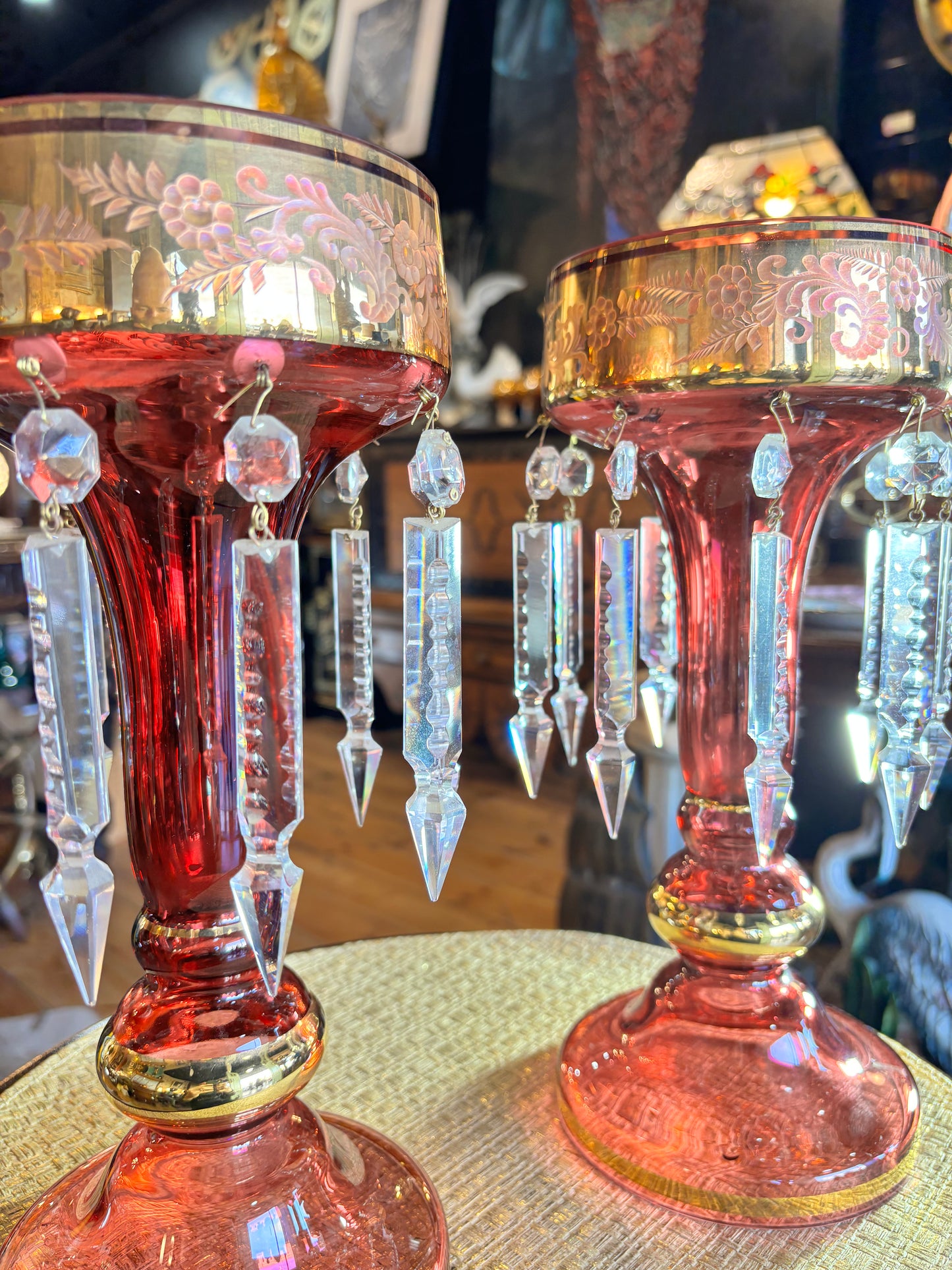 Rare Ruby Glass Lustres