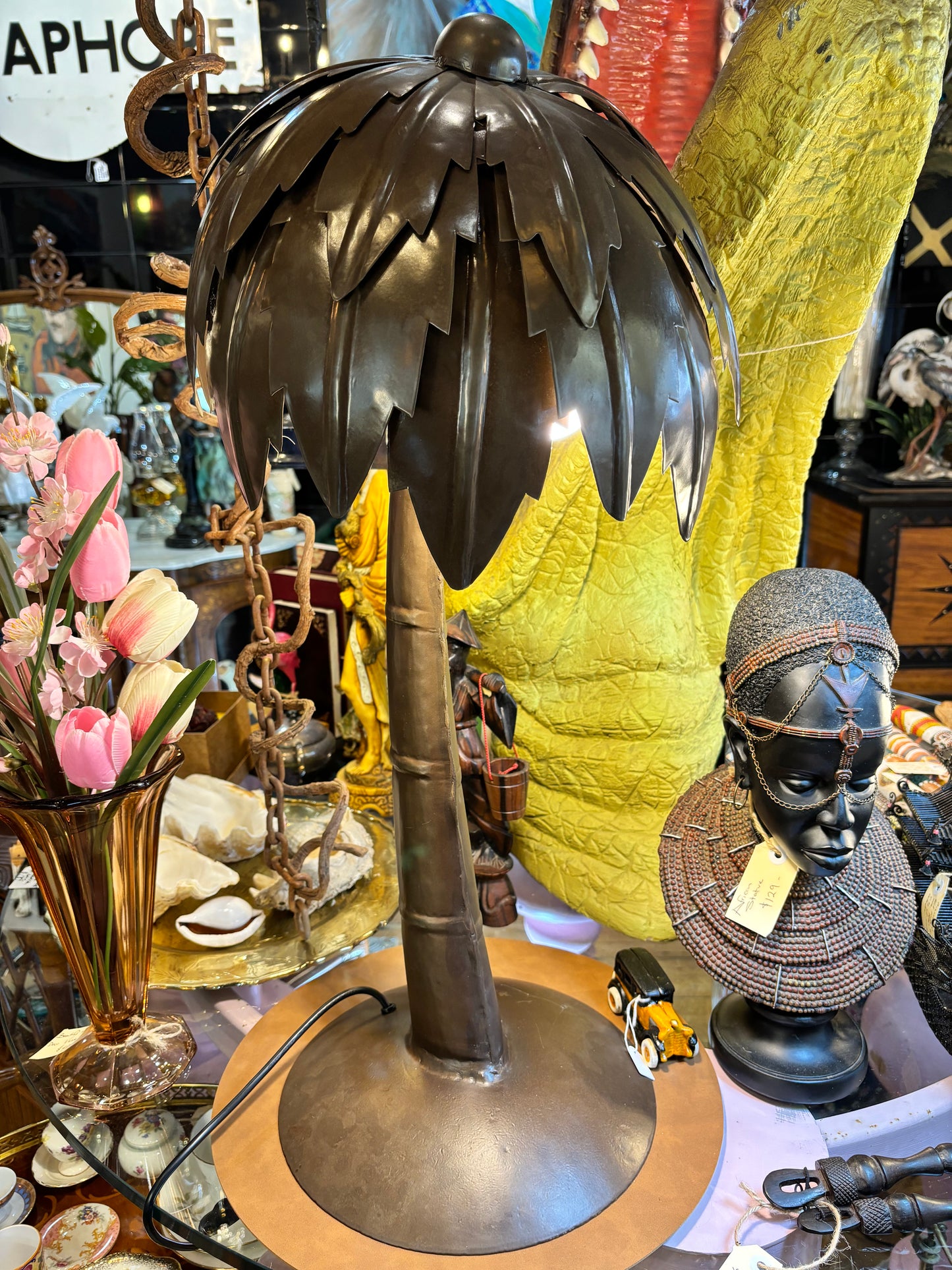 Bronze Palm Lamp