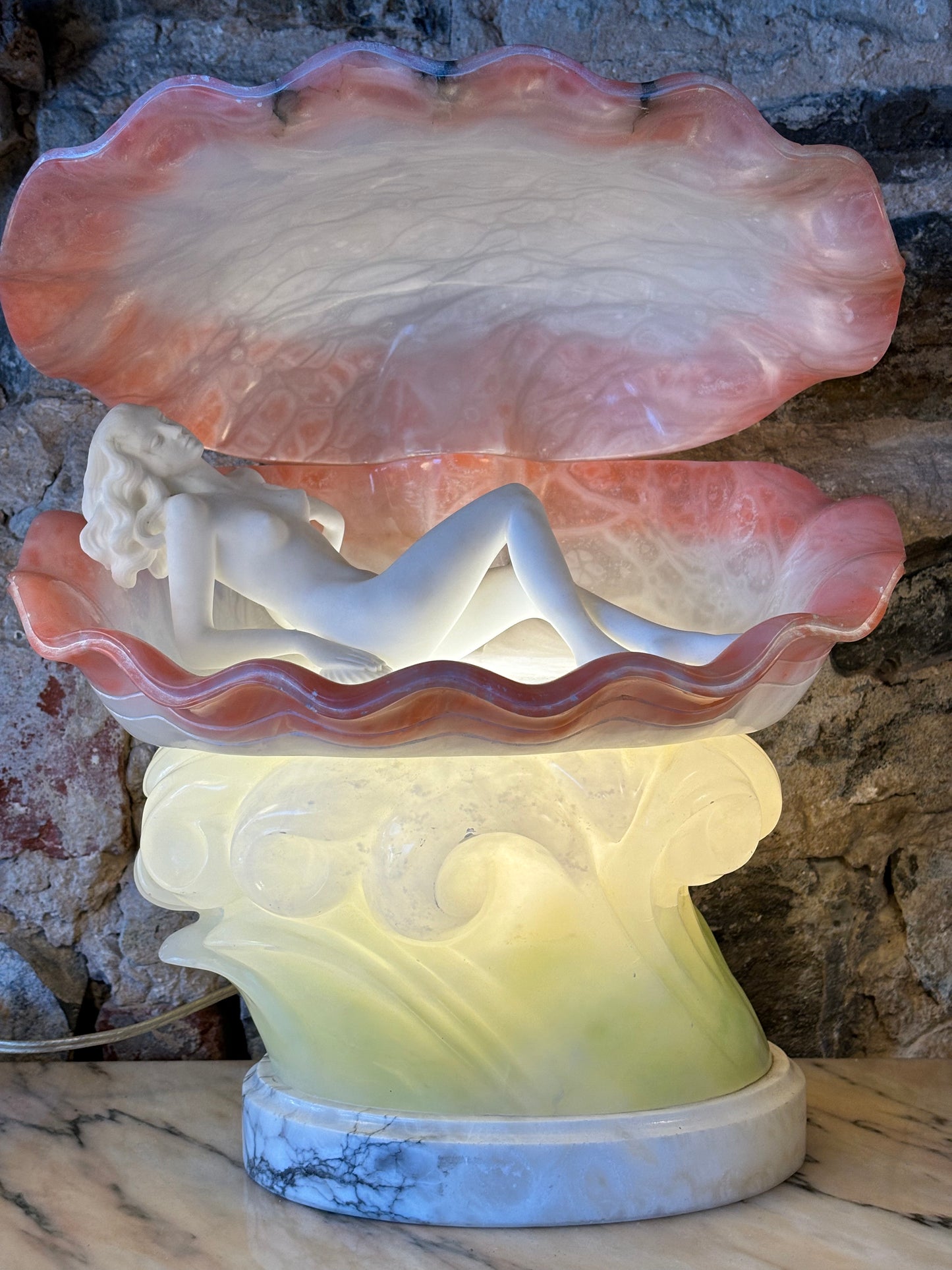 Antique Alabaster Venus Table Lamp