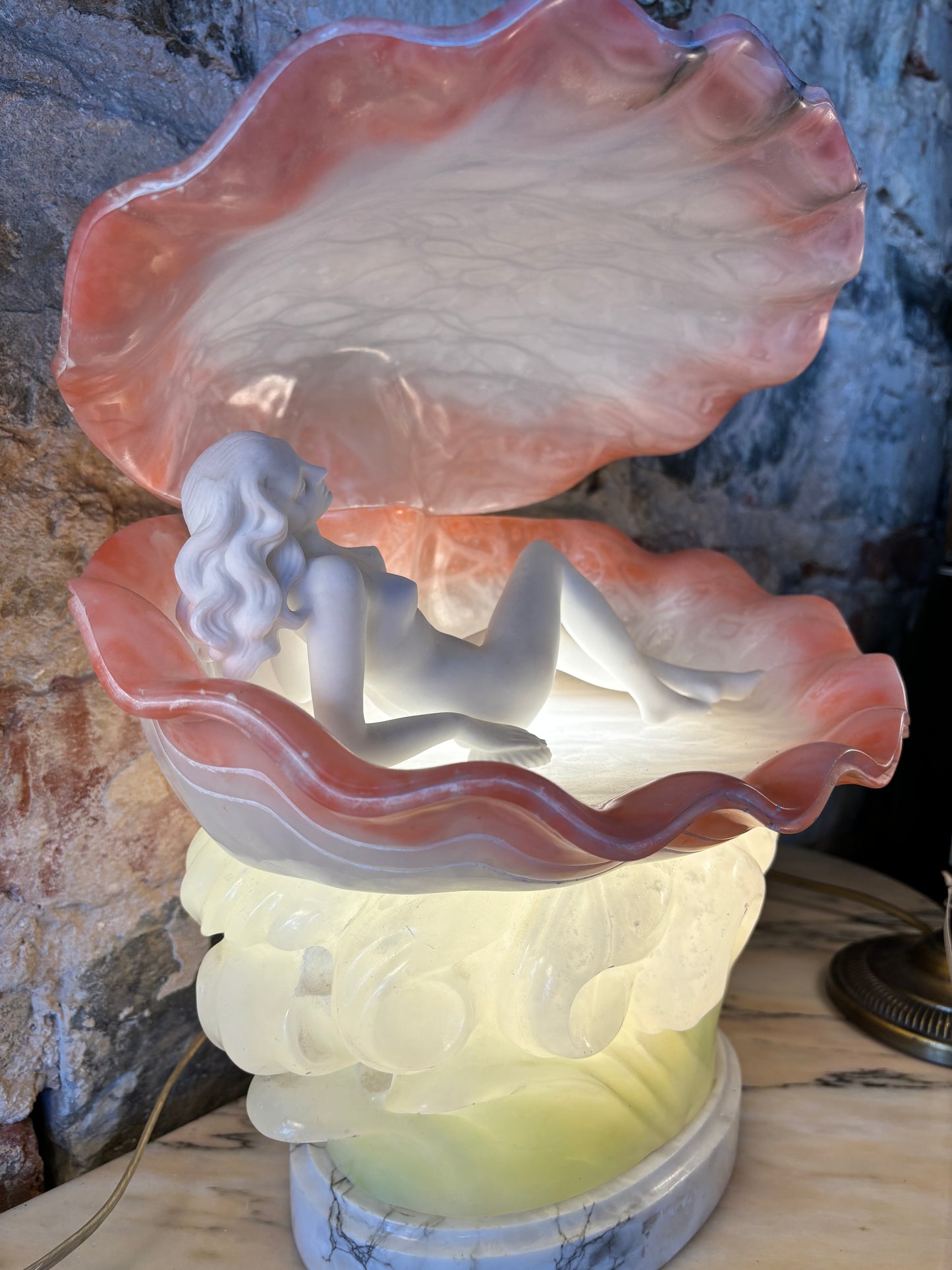 Antique Alabaster Venus Table Lamp