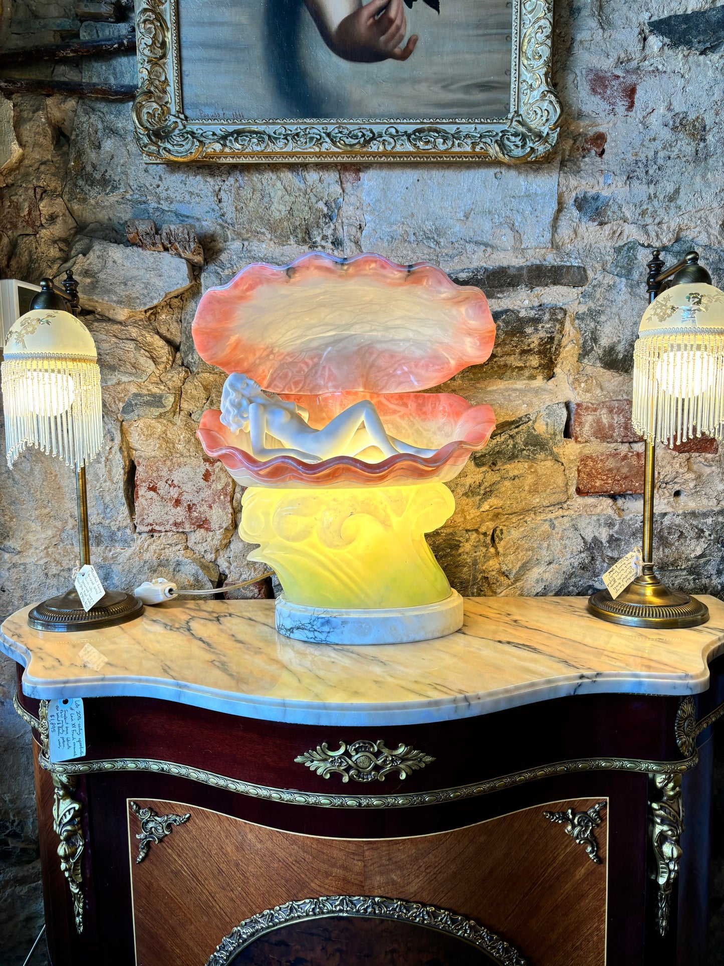 Antique Alabaster Venus Table Lamp