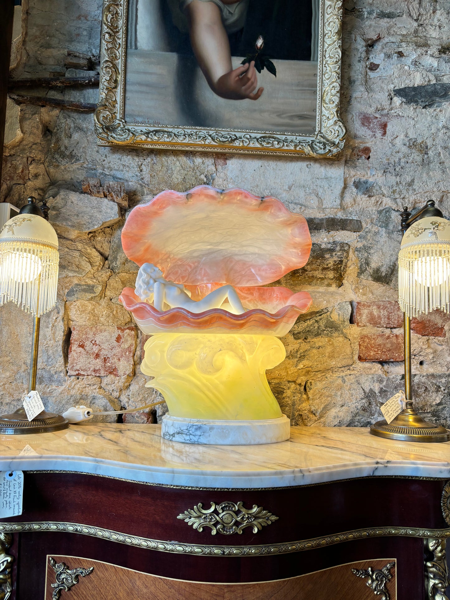 Antique Alabaster Venus Table Lamp