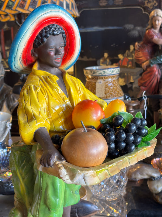1930s Chalkware Blackamoor Butler Figure – 54cm Tall