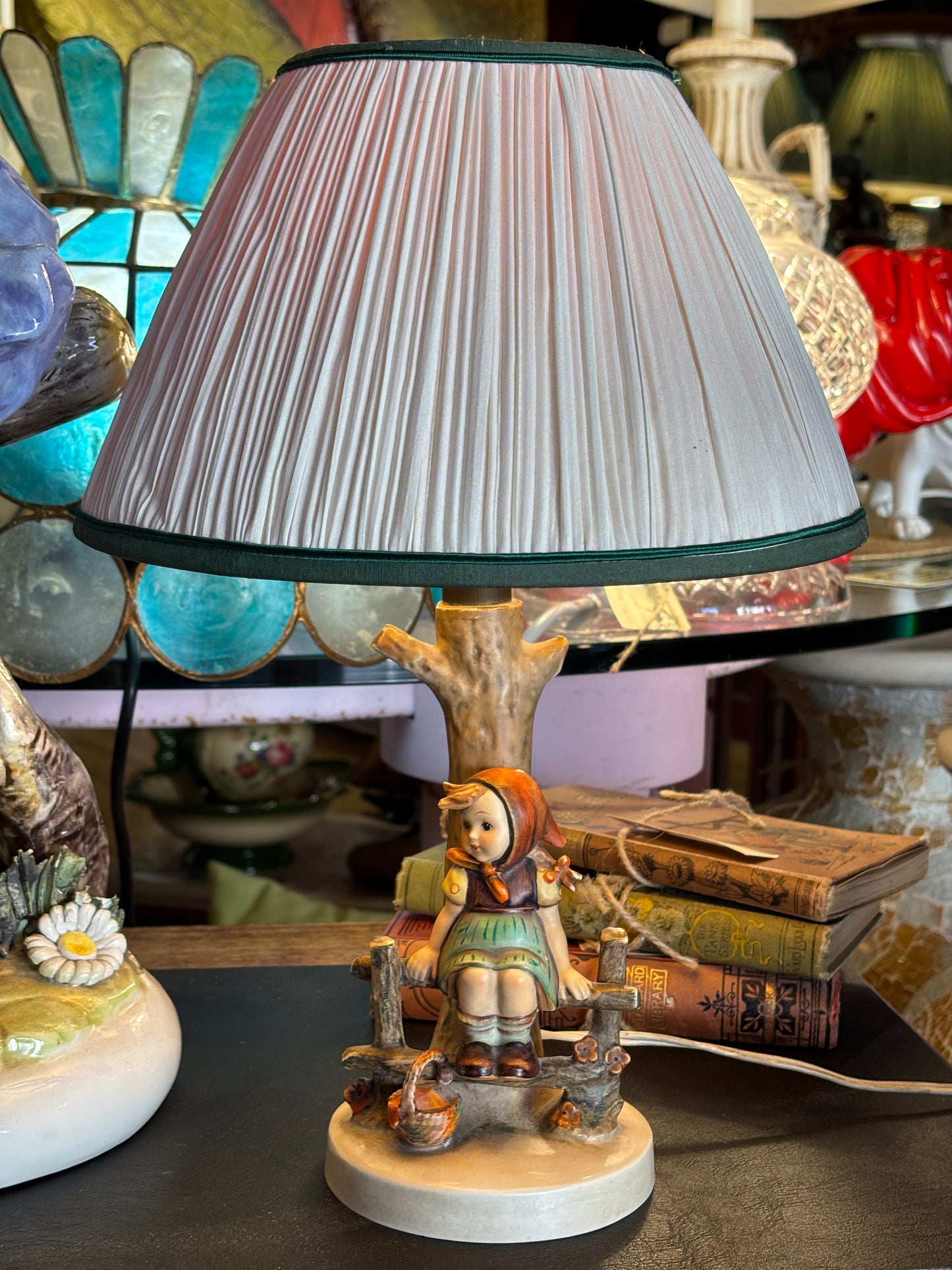 Vintage Goebel Hummel Lamp – “Girl on the Fence” (c.1957–1972)