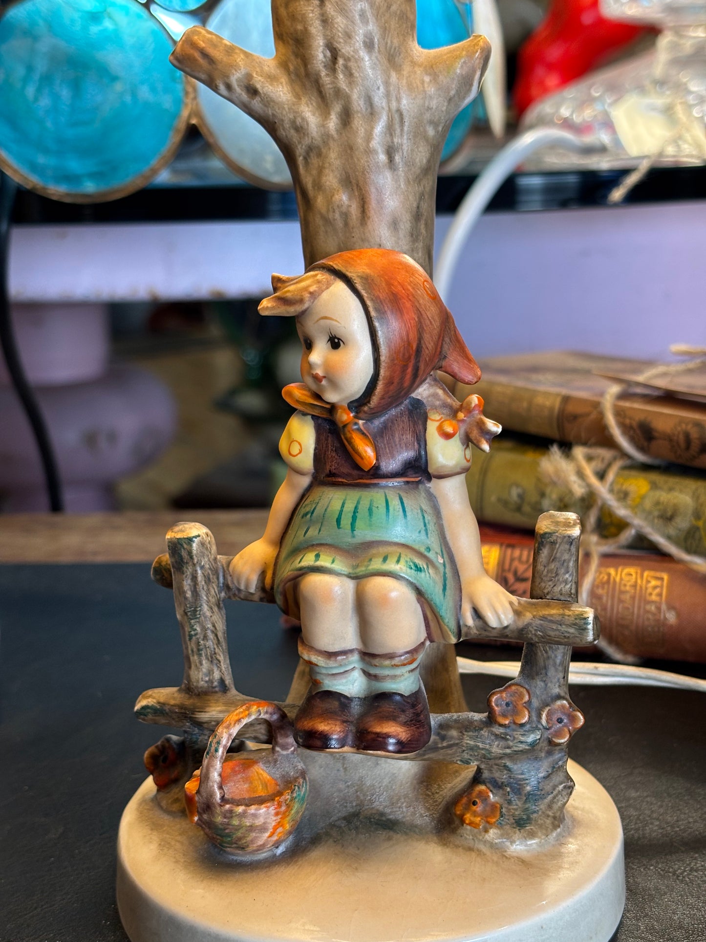 Vintage Goebel Hummel Lamp – “Girl on the Fence” (c.1957–1972)