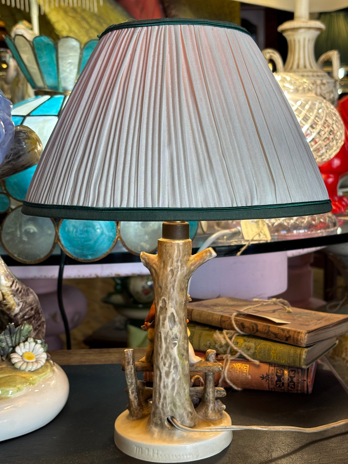 Vintage Goebel Hummel Lamp – “Girl on the Fence” (c.1957–1972)