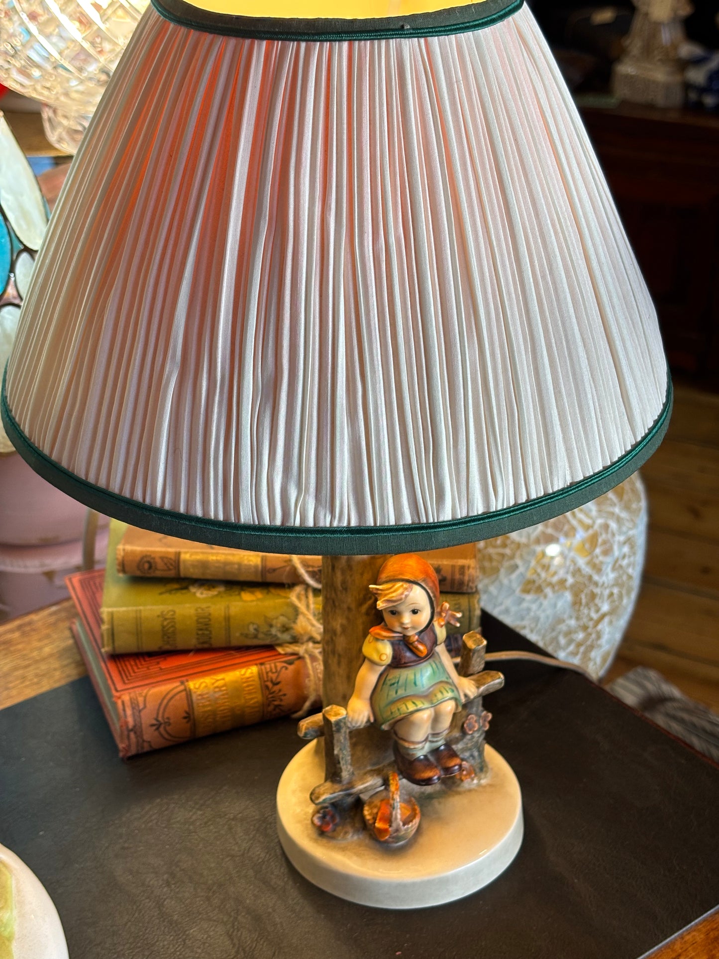 Vintage Goebel Hummel Lamp – “Girl on the Fence” (c.1957–1972)