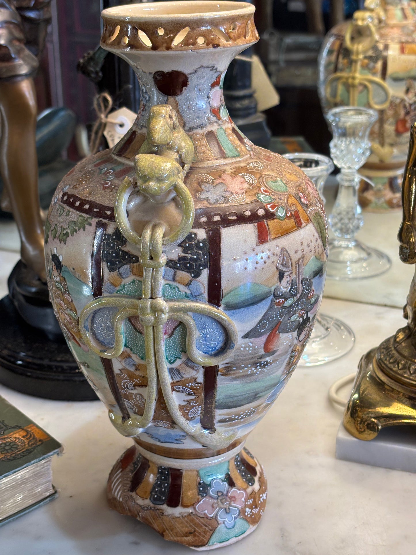 Japanese Satsuma-Style Moriage Vase – c. 1920s–40s