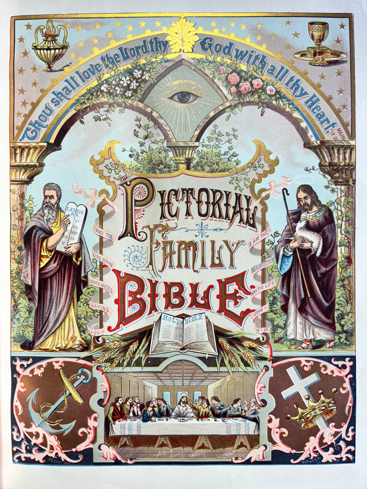 Victorian Antique Family Bible – Pronouncing Parallel Edition with Over 2000 Stunning Illustrations, Circa 1890s