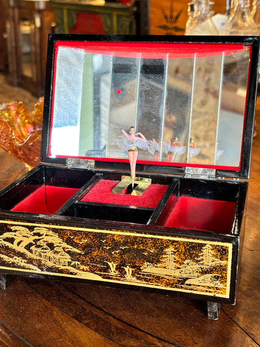 Toyo Japanese Vintage Musical Jewellery Box with Ballerina