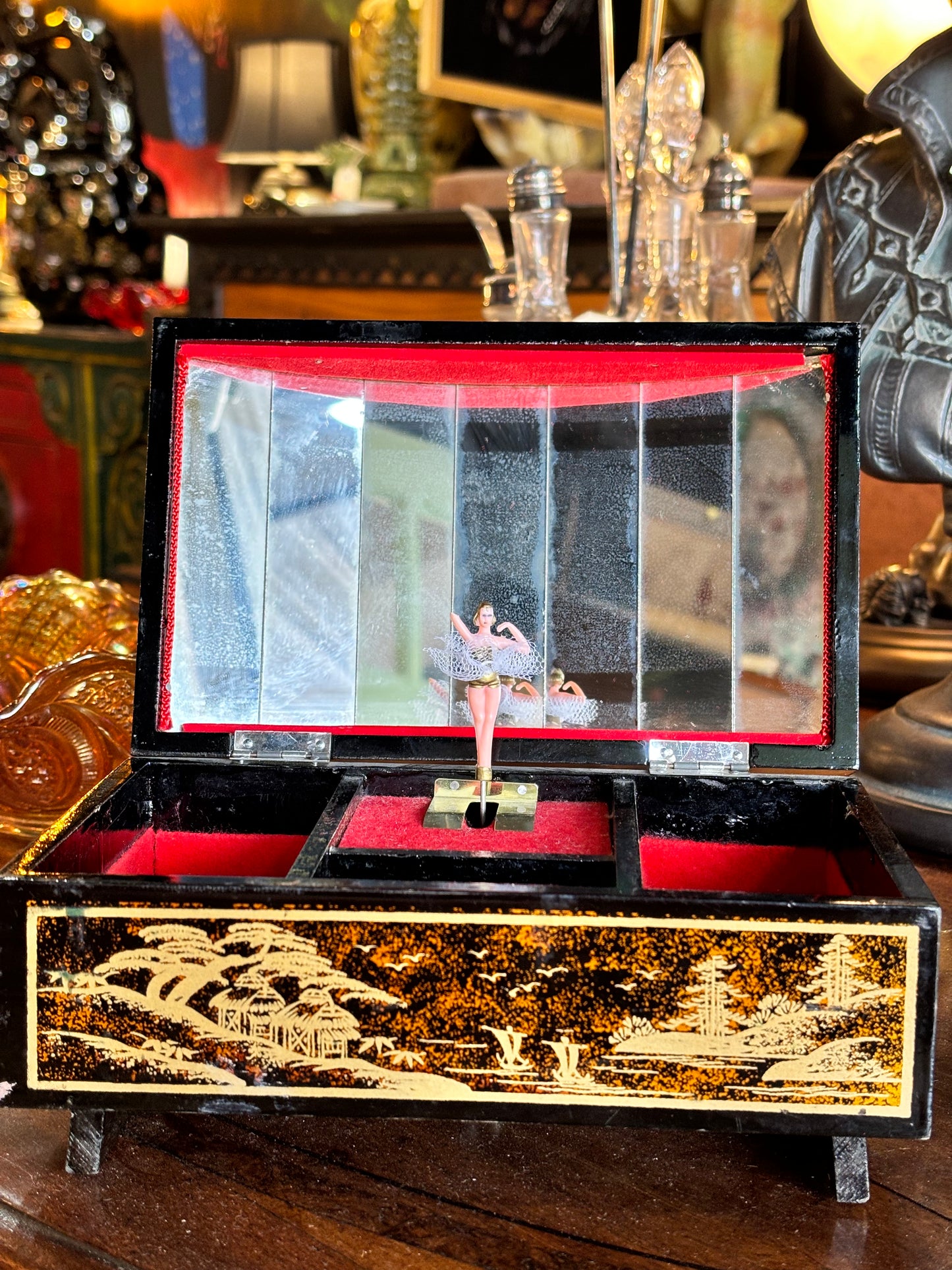 Toyo Japanese Vintage Musical Jewellery Box with Ballerina