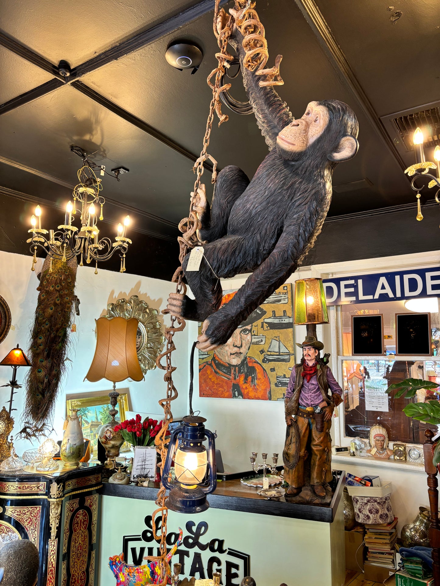 Life Size Chimpanzee Hanging Ceiling Light