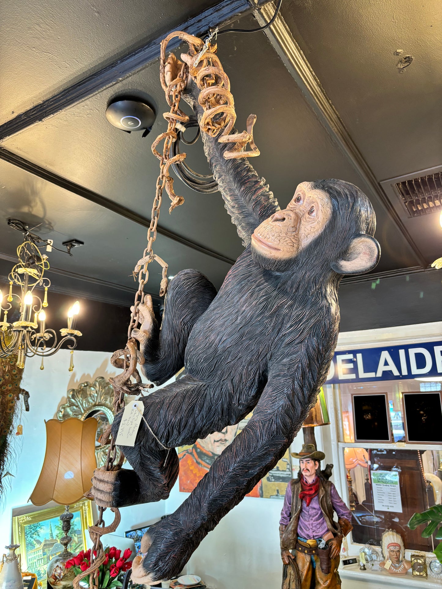 Life Size Chimpanzee Hanging Ceiling Light