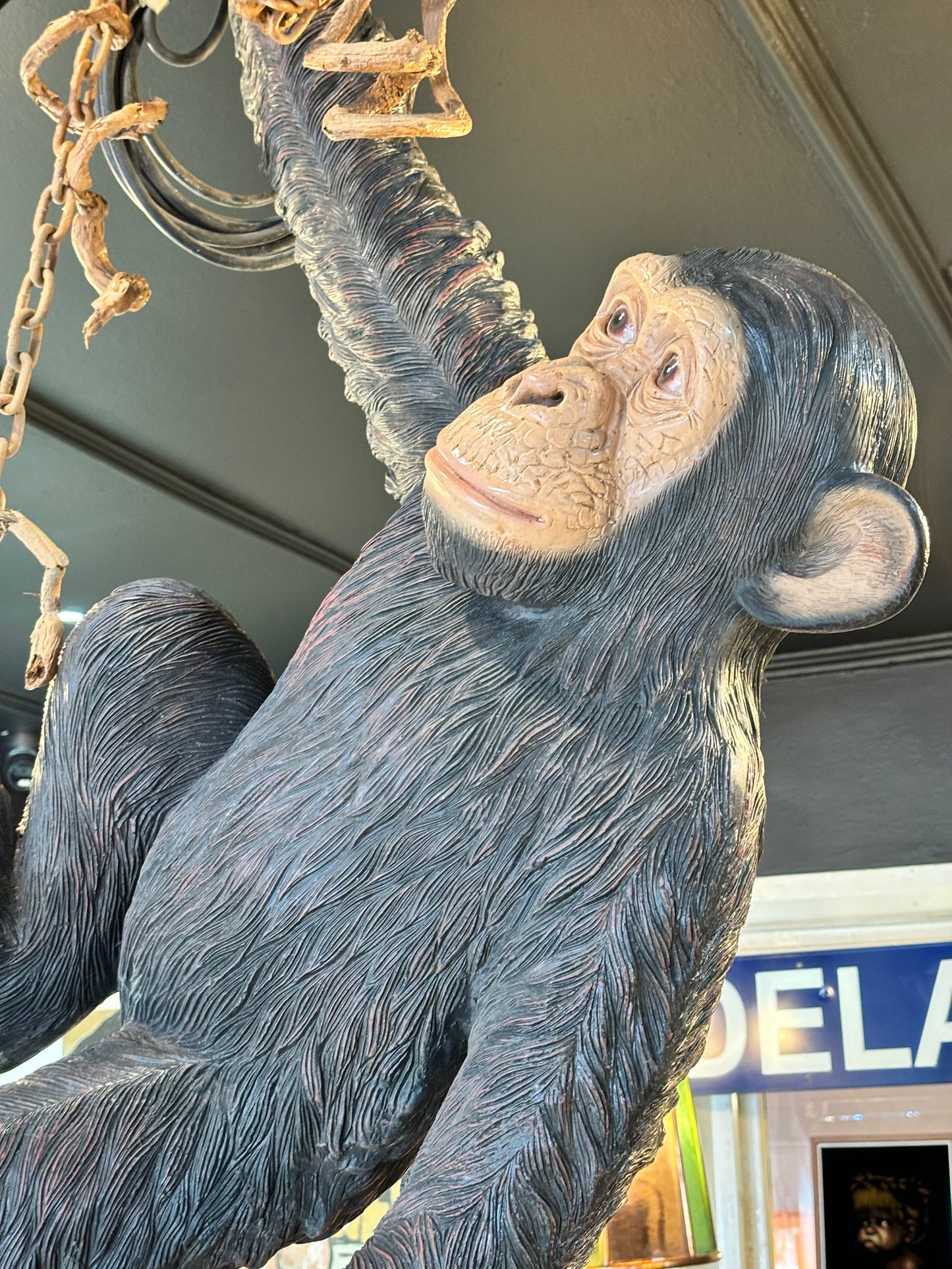 Life Size Chimpanzee Hanging Ceiling Light