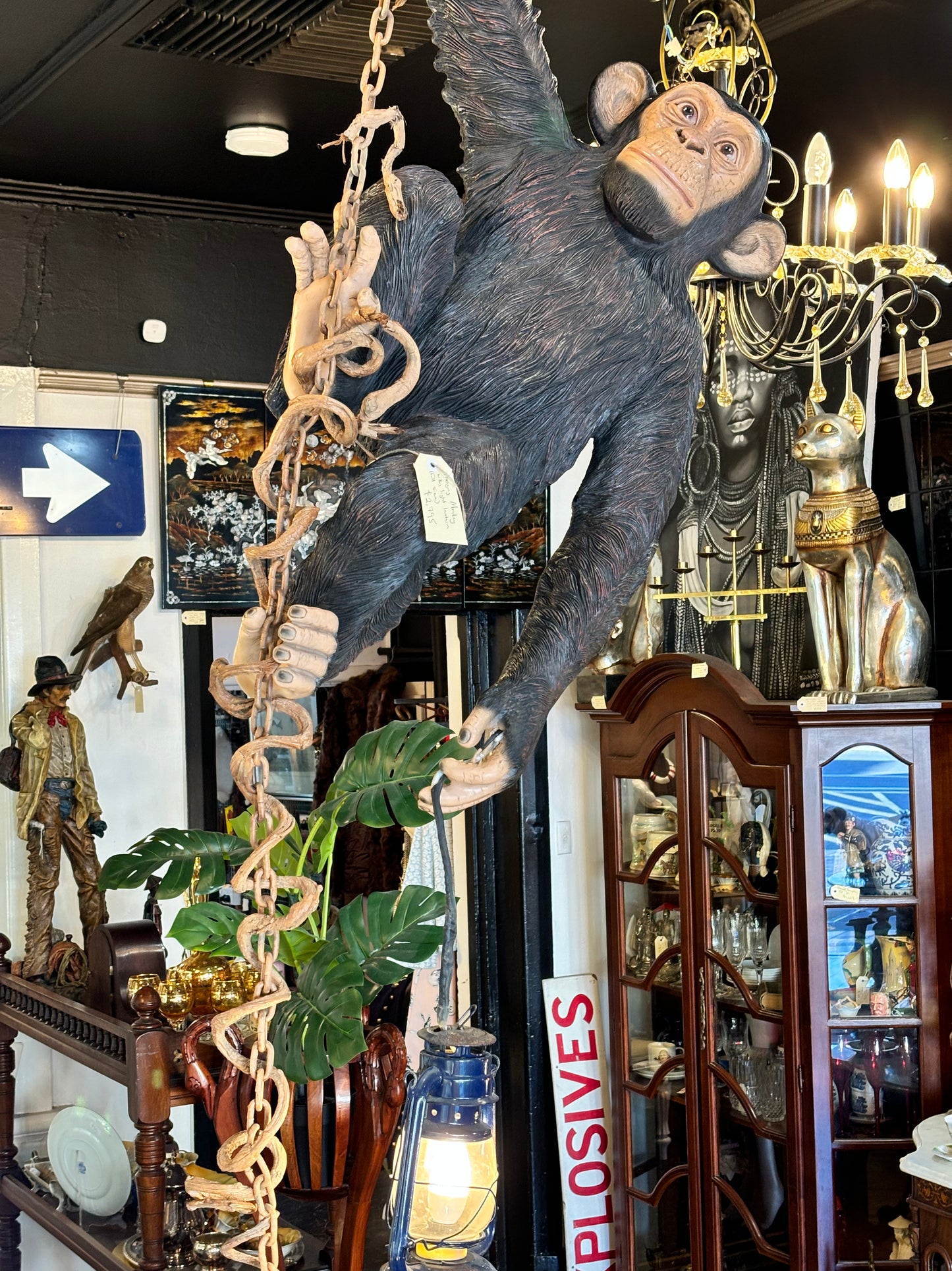 Life Size Chimpanzee Hanging Ceiling Light