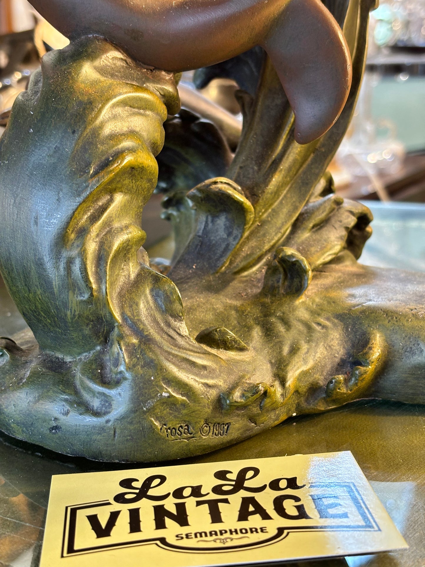 Art Nouveau Frolicking Dolphin Lamp