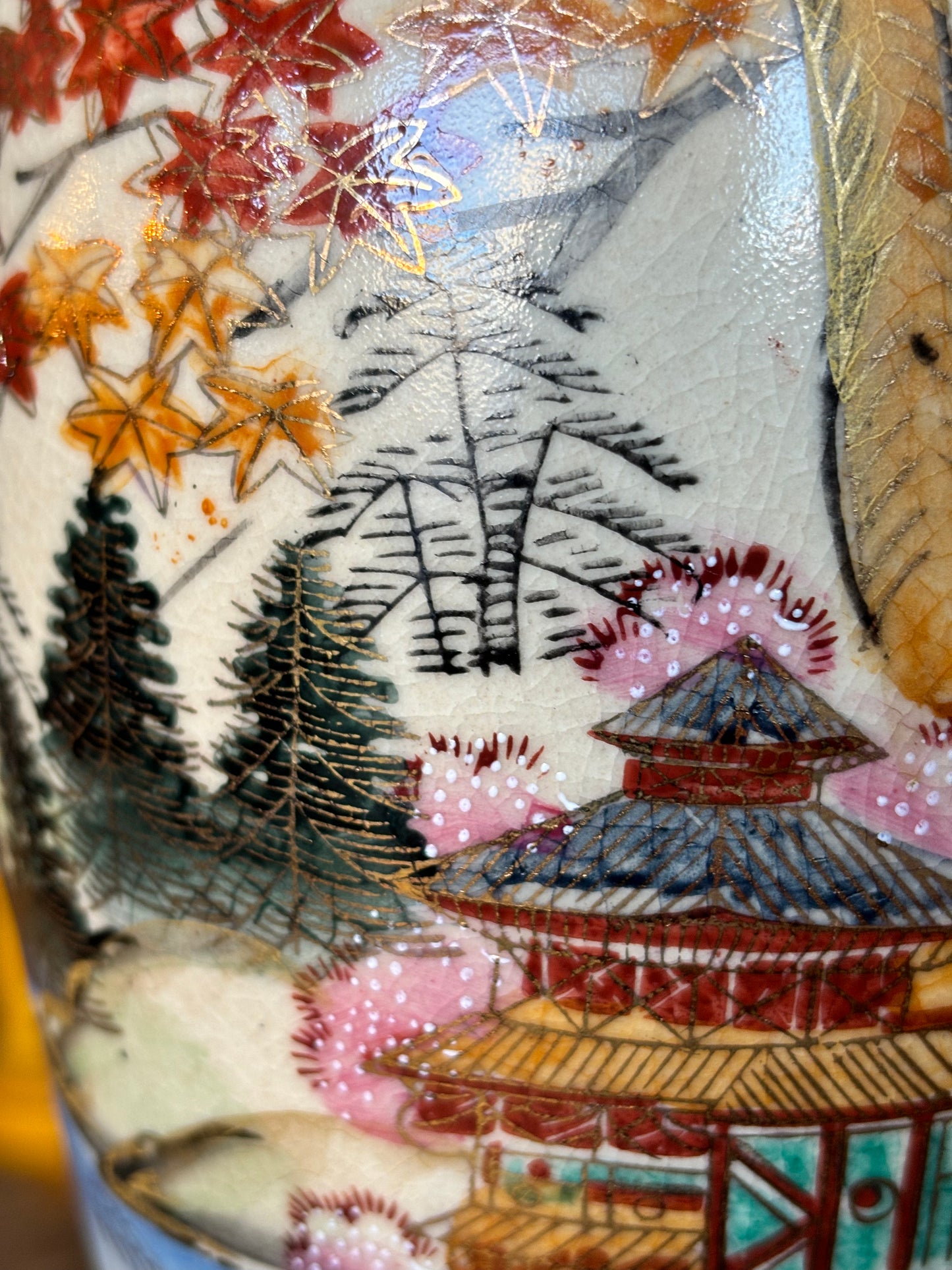 Japanese Hand Painted Vase Marked Satsuma