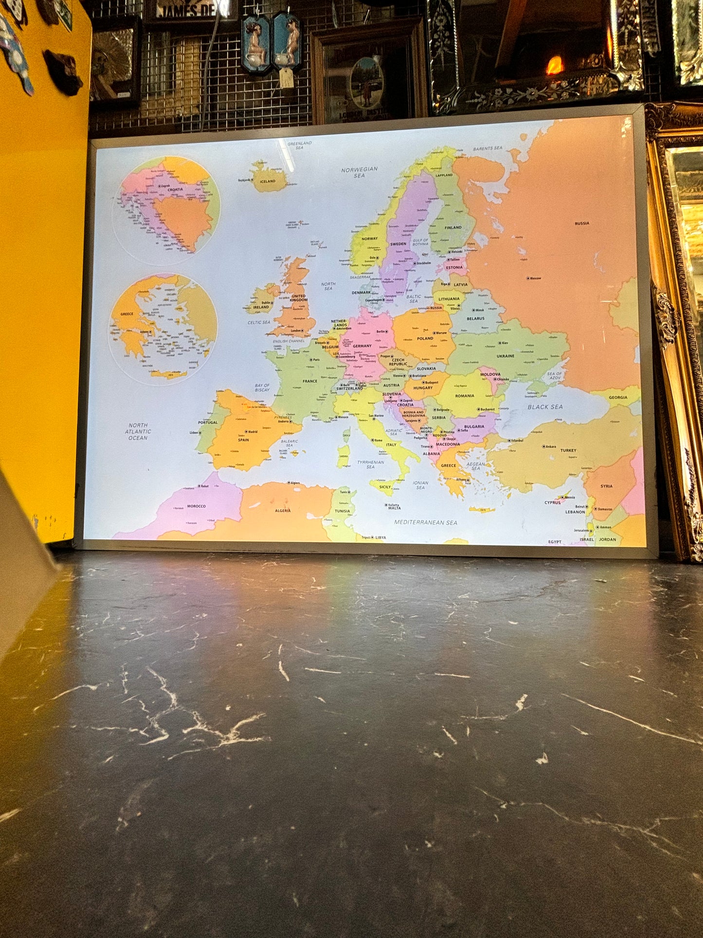 Giant Illuminated Europe Map Light Box