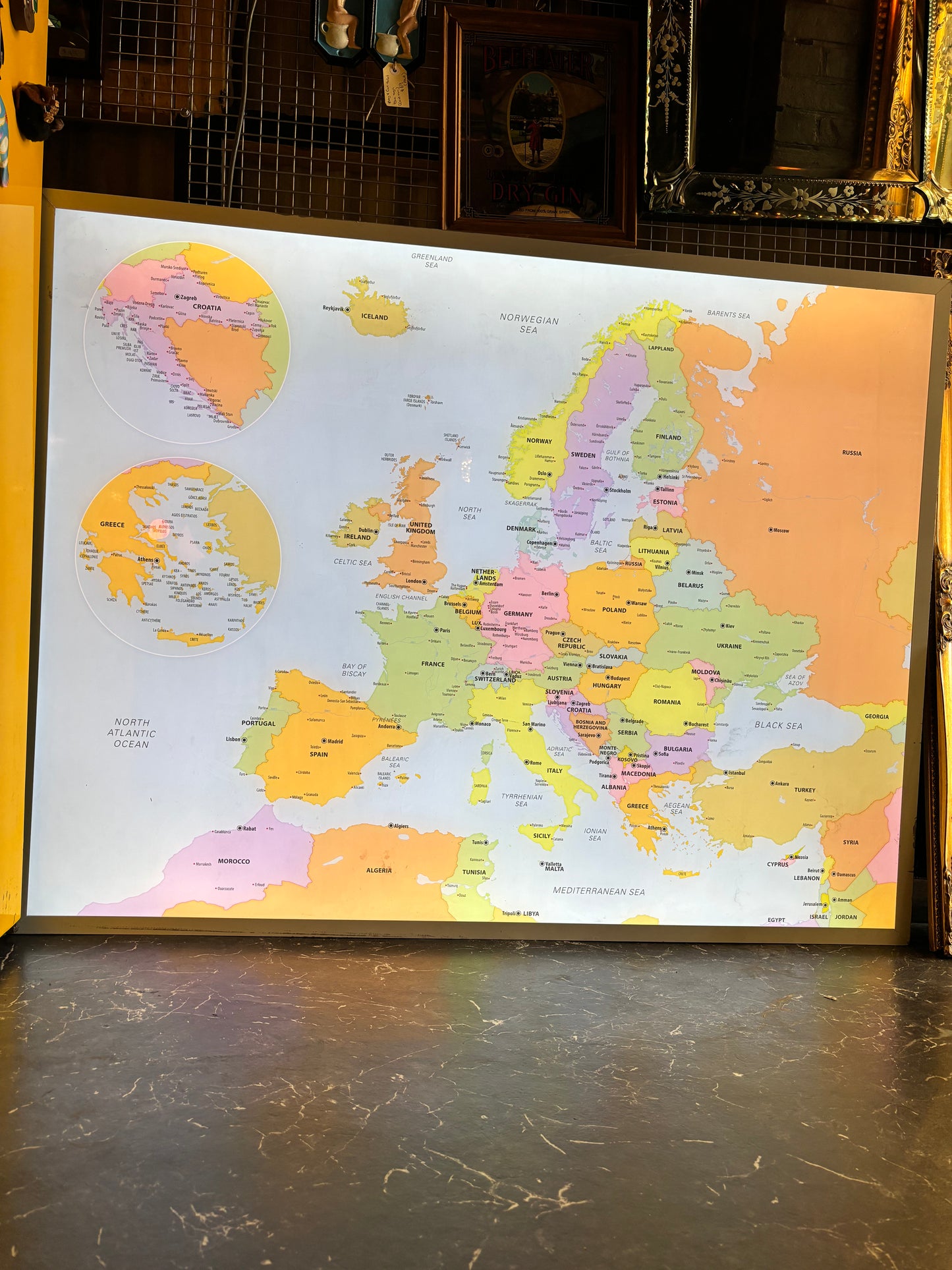 Giant Illuminated Europe Map Light Box