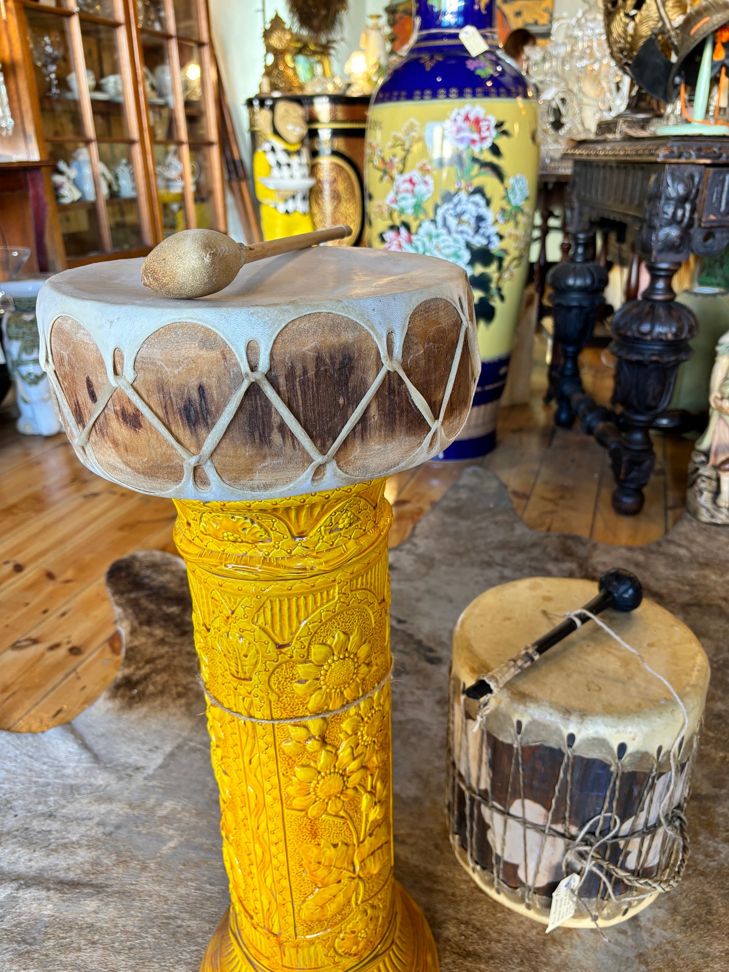 Native American Buffalo And Raw Hide Hand Drum