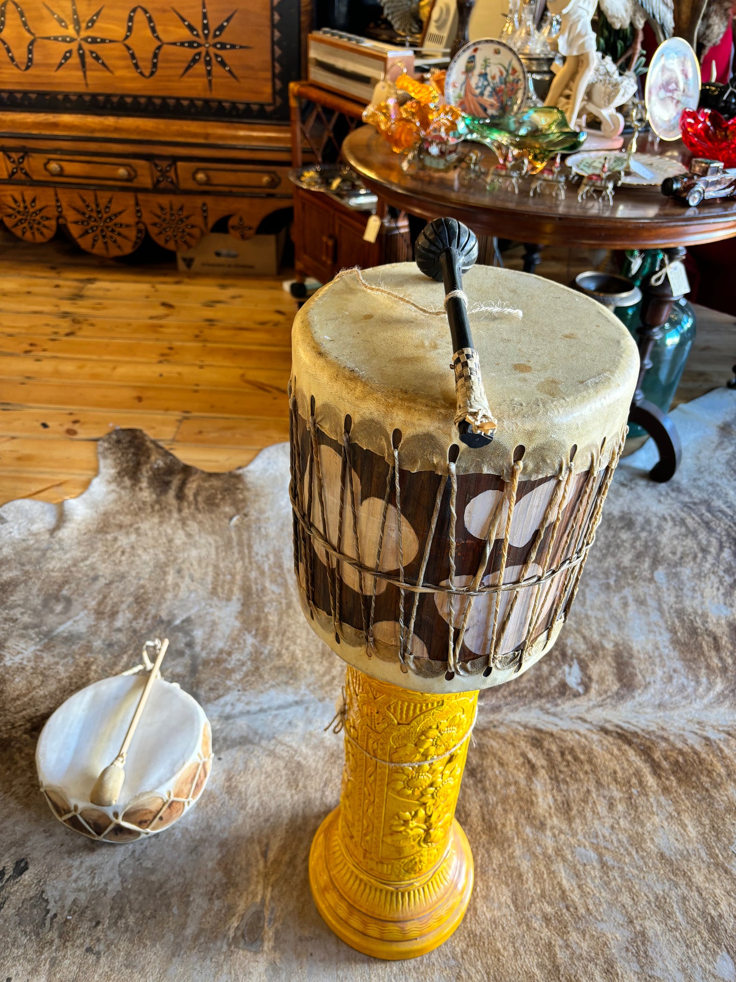 Hide And Wood Double Headed Drum